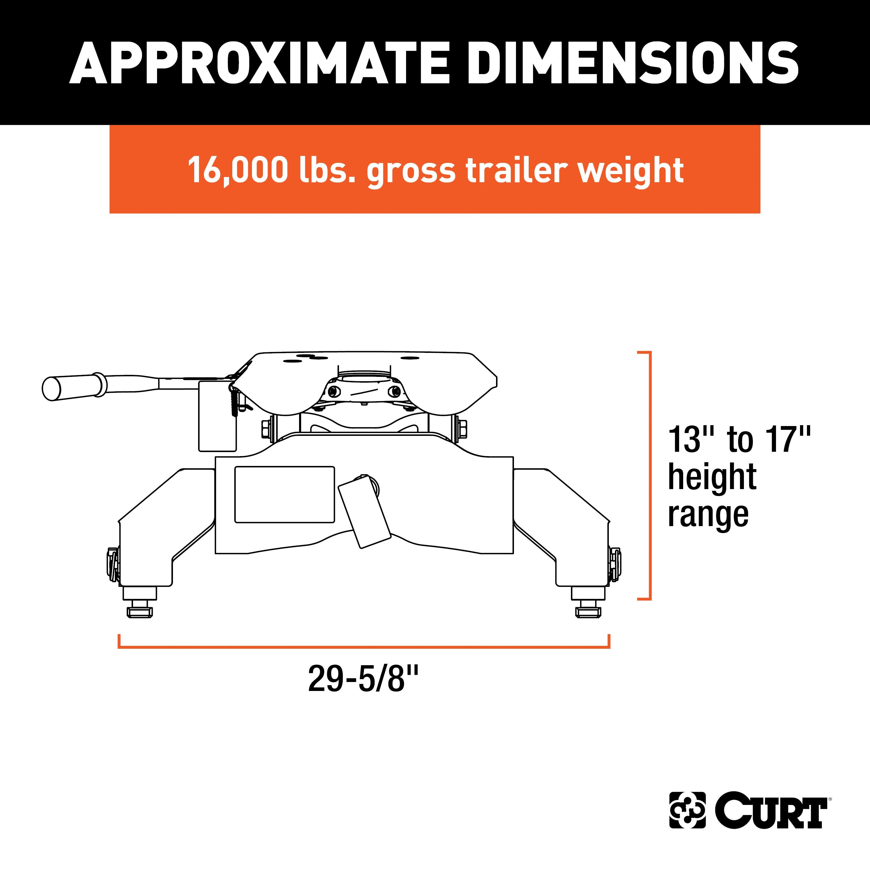 CURT A16 5th Wheel Hitch, 16,000 lbs, Select Chevrolet Silverado, GMC Sierra 2500, 3500 HD, 8-Foot Bed Puck System Model 16063