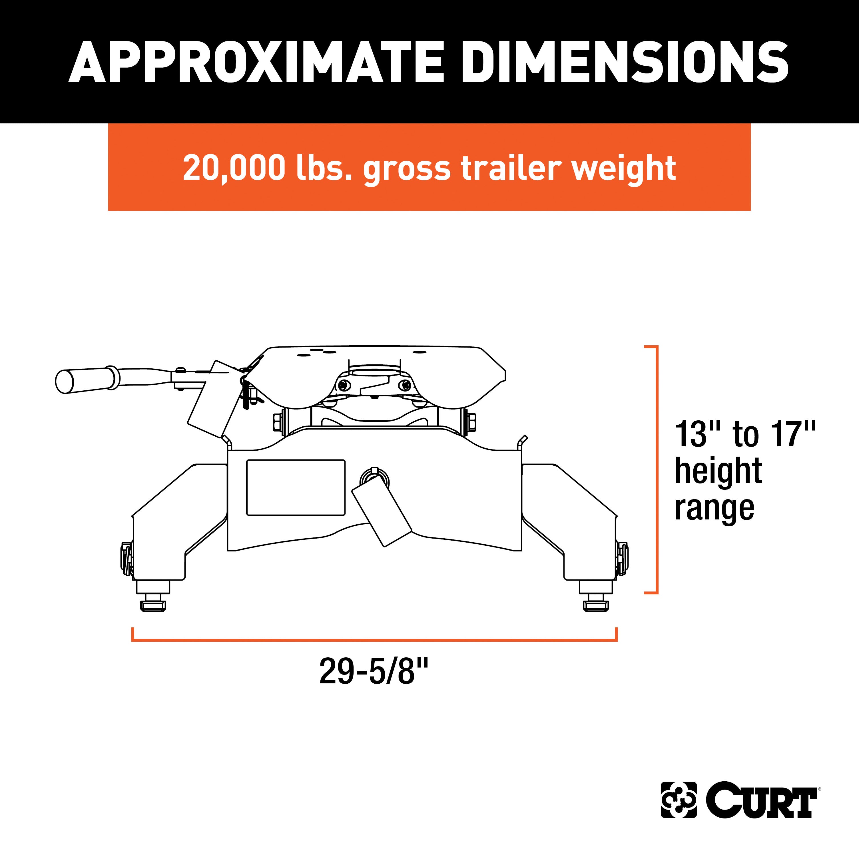 CURT A20 5th Wheel Hitch, 20,000 lbs, Select Chevrolet Silverado, GMC Sierra 2500, 3500 HD, 8-Foot Bed Puck System Model 16064