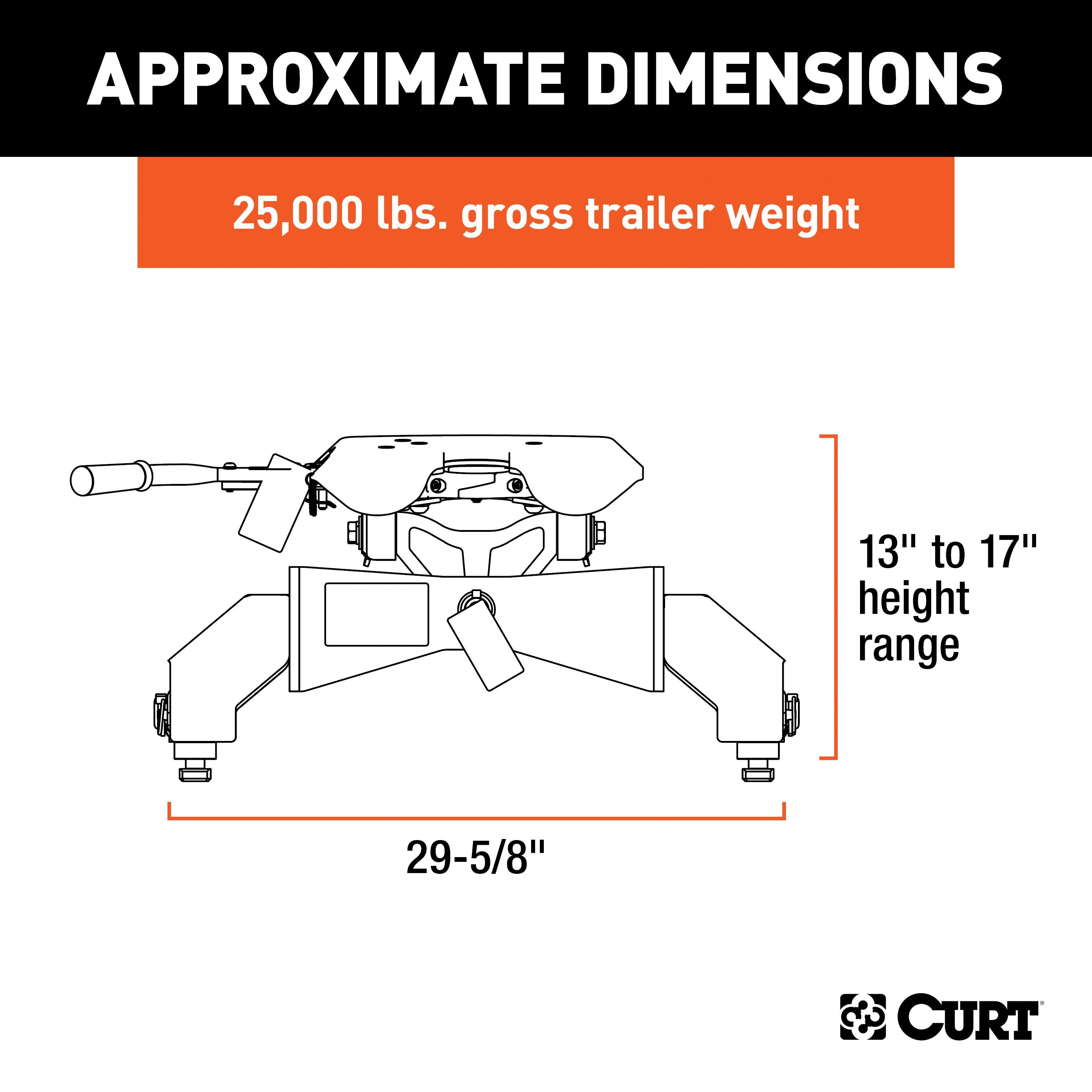 CURT A25 5th Wheel Hitch, 25,000 lbs, Select Chevrolet Silverado, GMC Sierra 2500, 3500 HD, 8-Foot Bed Puck System Model 16066