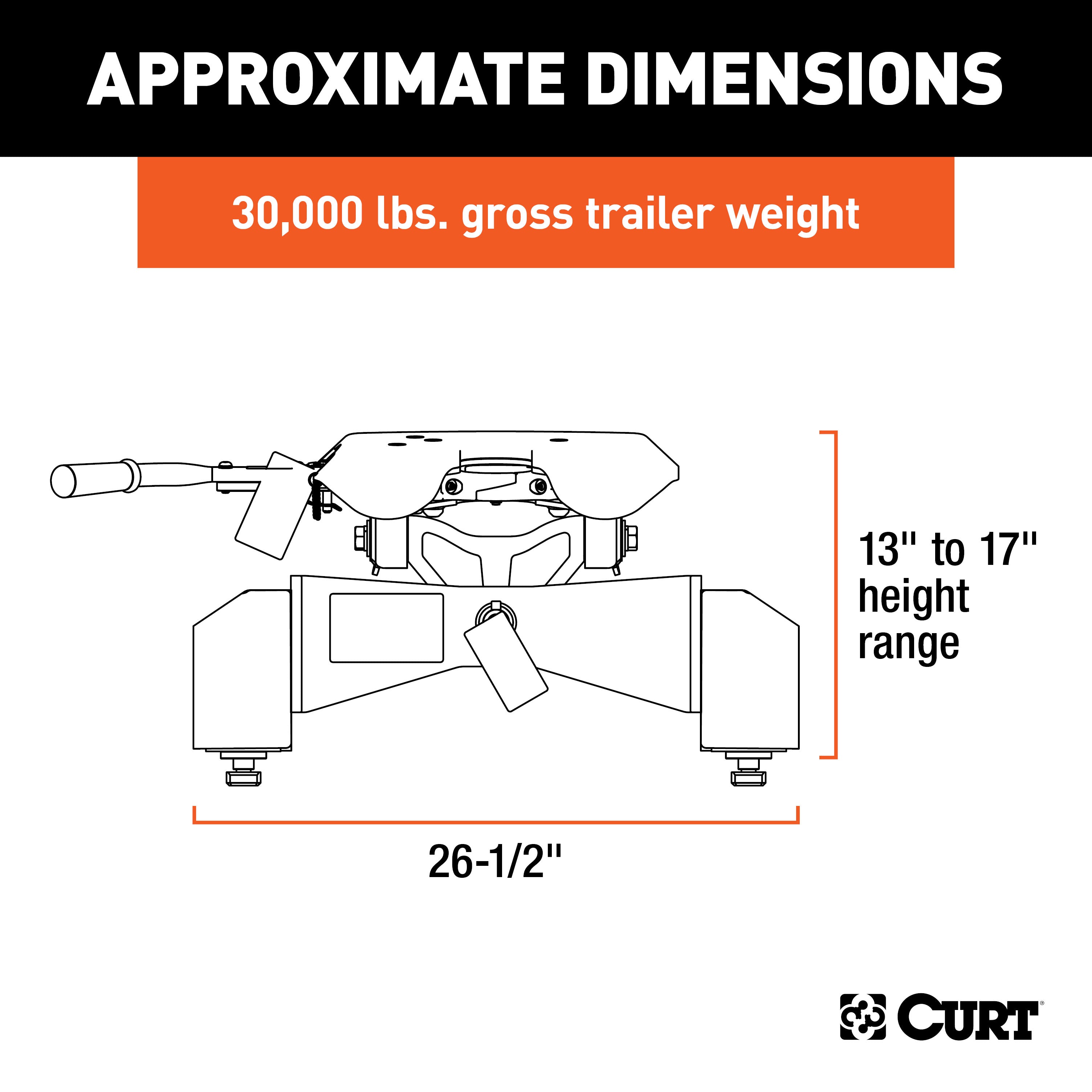 CURT A30 5th Wheel Hitch, 30,000 lbs, Select Chevrolet Silverado, GMC Sierra 2500, 3500 HD, 8-Foot Bed Puck System Model 16070