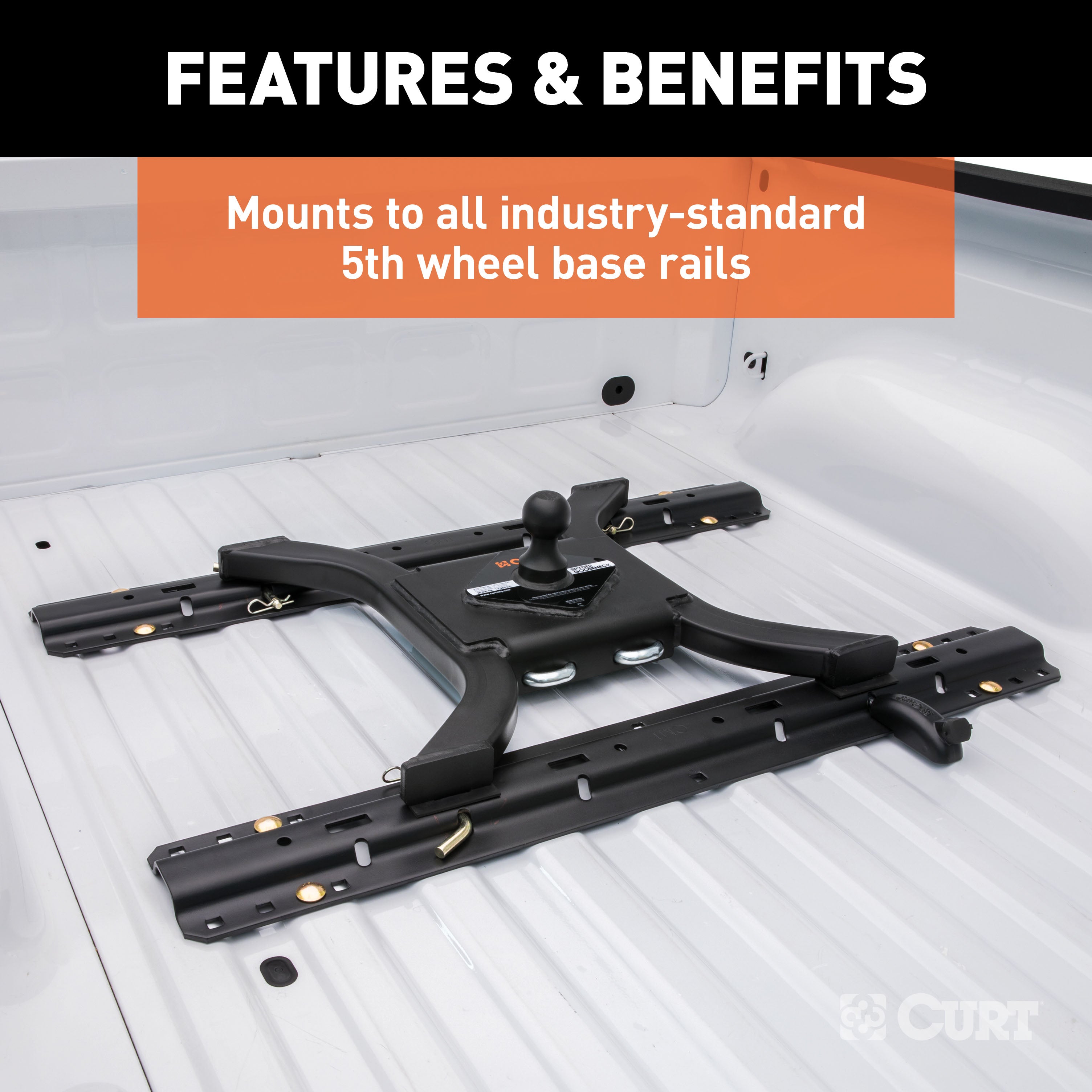 CURT Spyder 5th Wheel to Gooseneck Adapter Hitch, Fits Industry-Standard Rails, 25,000 lbs, 2-5/16-Inch Ball Model 16085