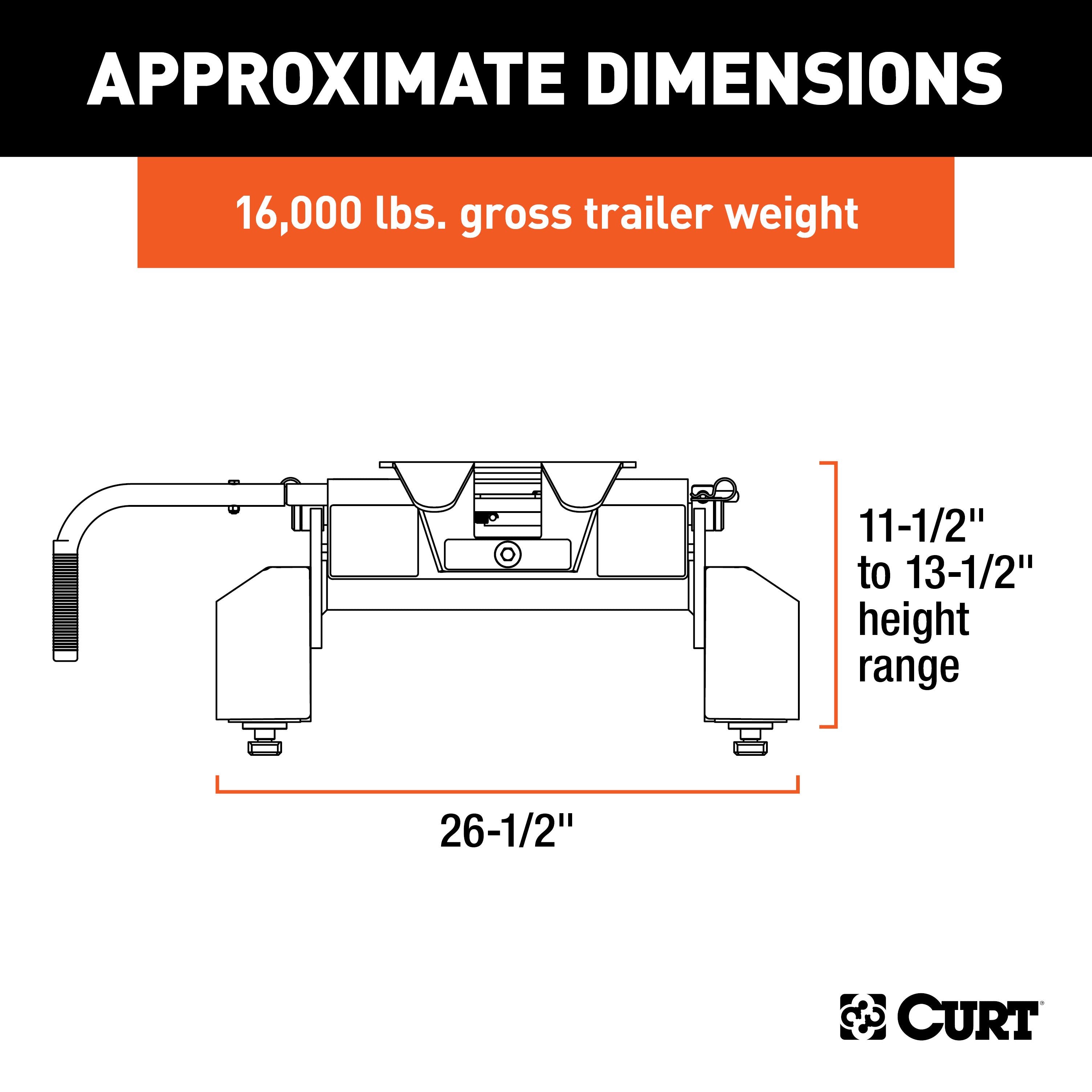 CURT E16 5th Wheel Hitch, 16,000 lbs, Select Chevrolet Silverado, GMC Sierra 2500, 3500 HD, 8-Foot Bed Puck System Model 16097