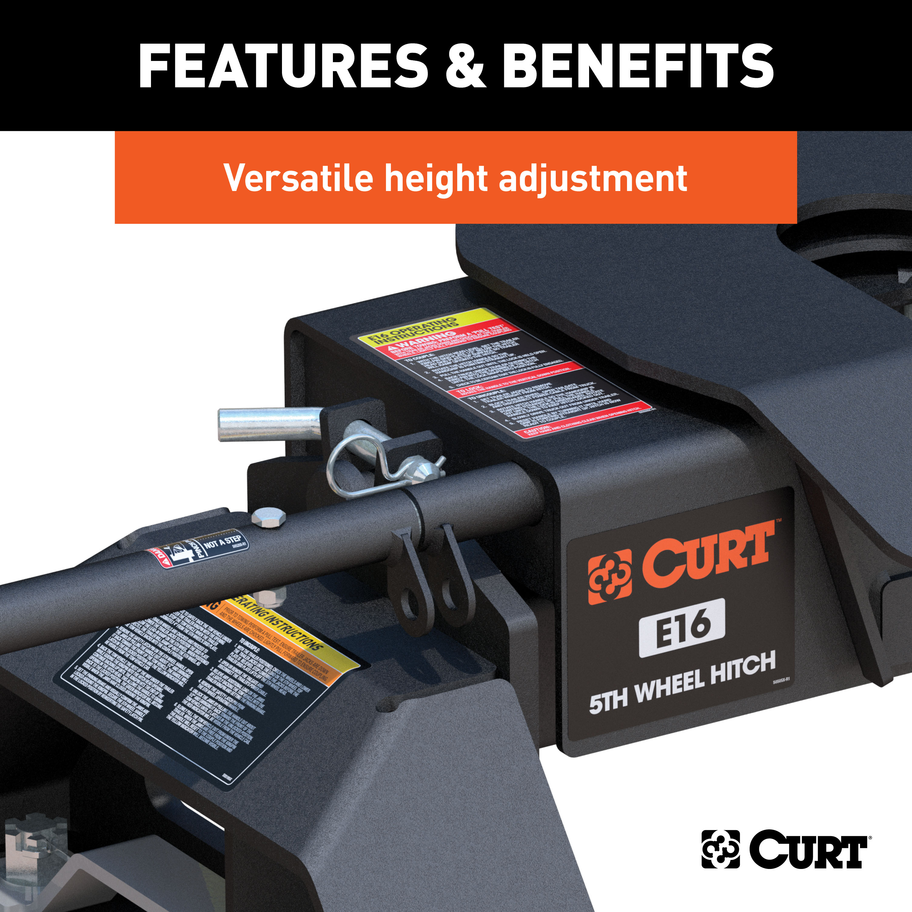 CURT E16 5th Wheel Hitch, 16,000 lbs, Select Chevrolet Silverado, GMC Sierra 2500, 3500 HD, 8-Foot Bed Puck System Model 16097