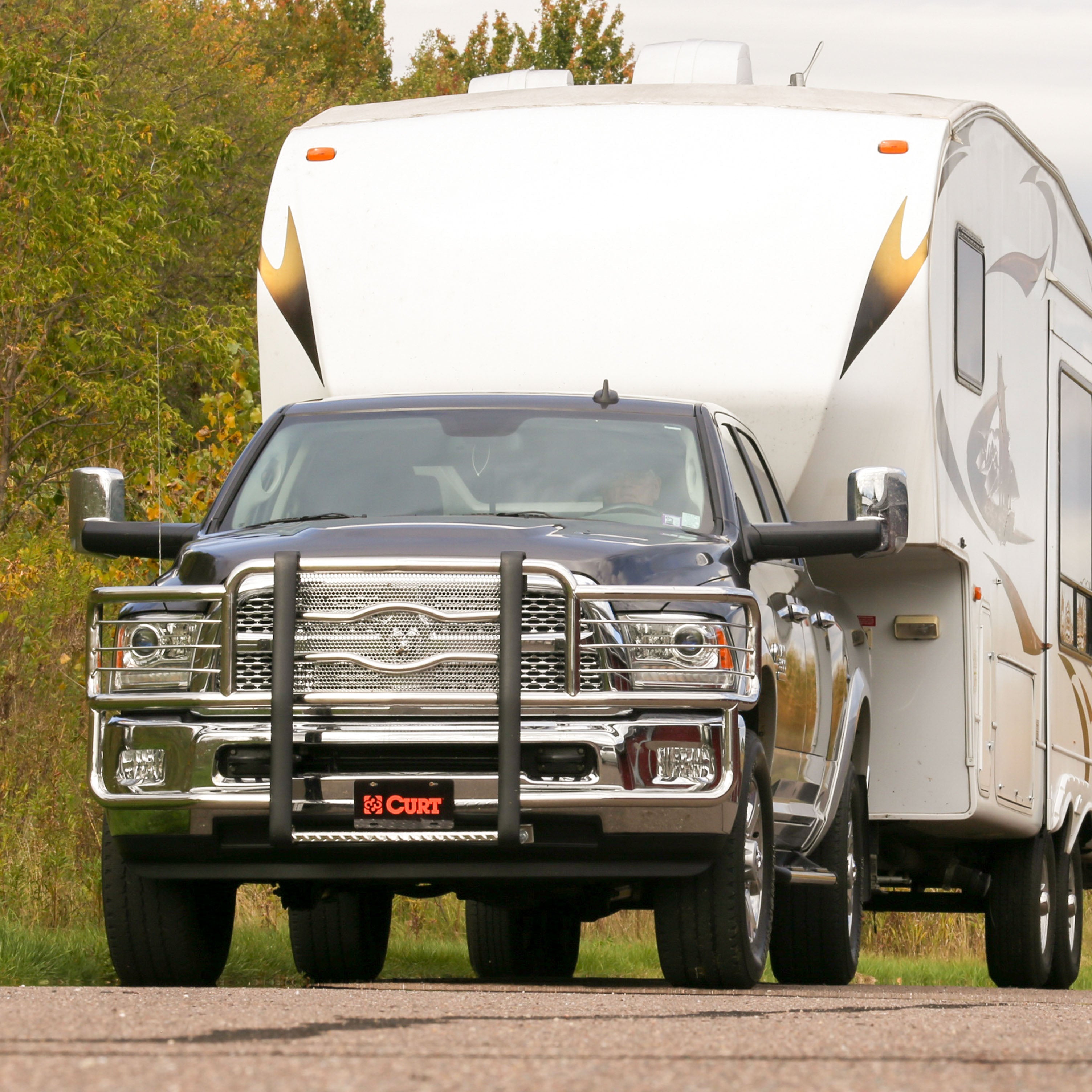 CURT Industry-Standard 5th Wheel Hitch Rails and Brackets, Gloss Black, 25,000 Pounds Model 16100