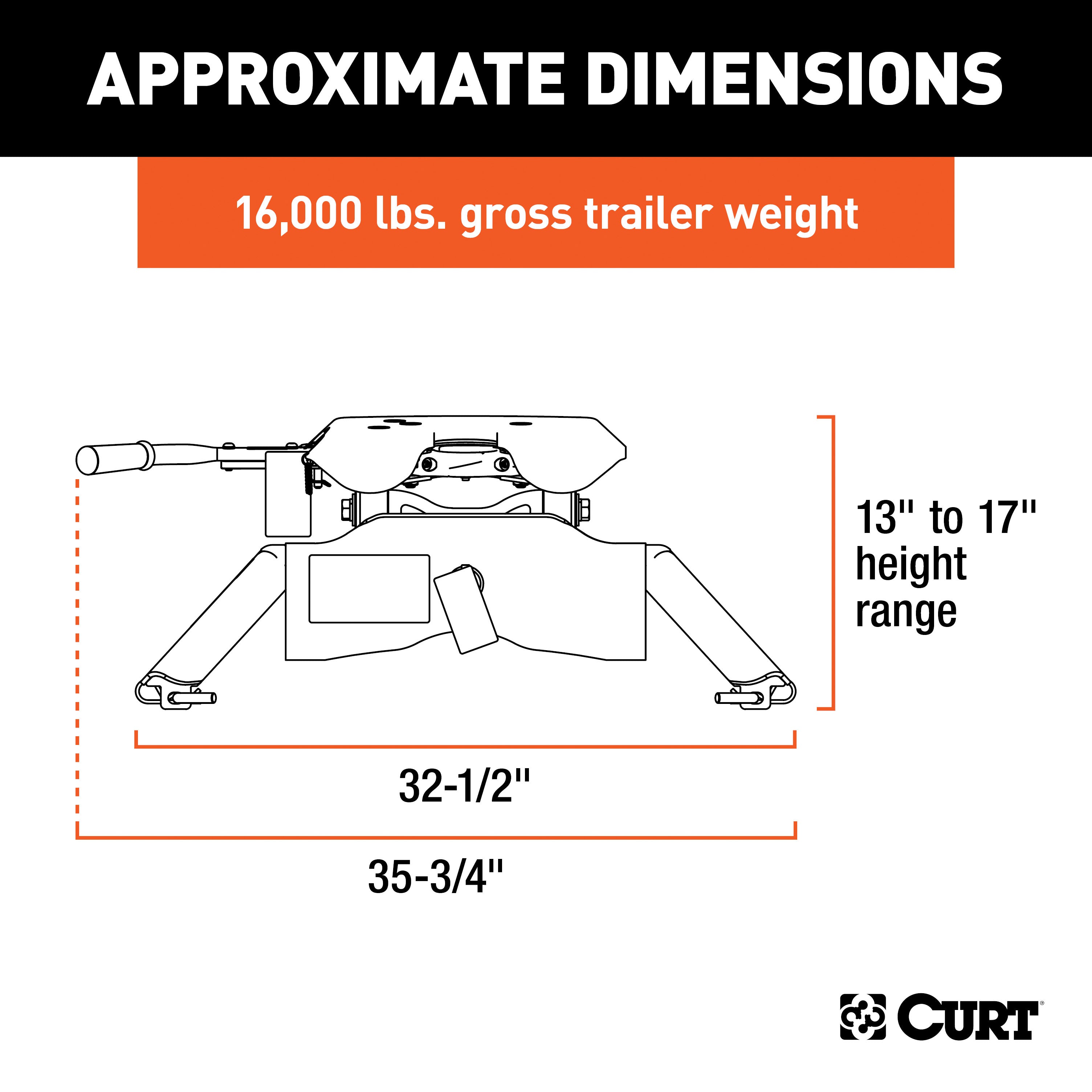 CURT A16 5th Wheel Hitch, 16,000 lbs Model 16120