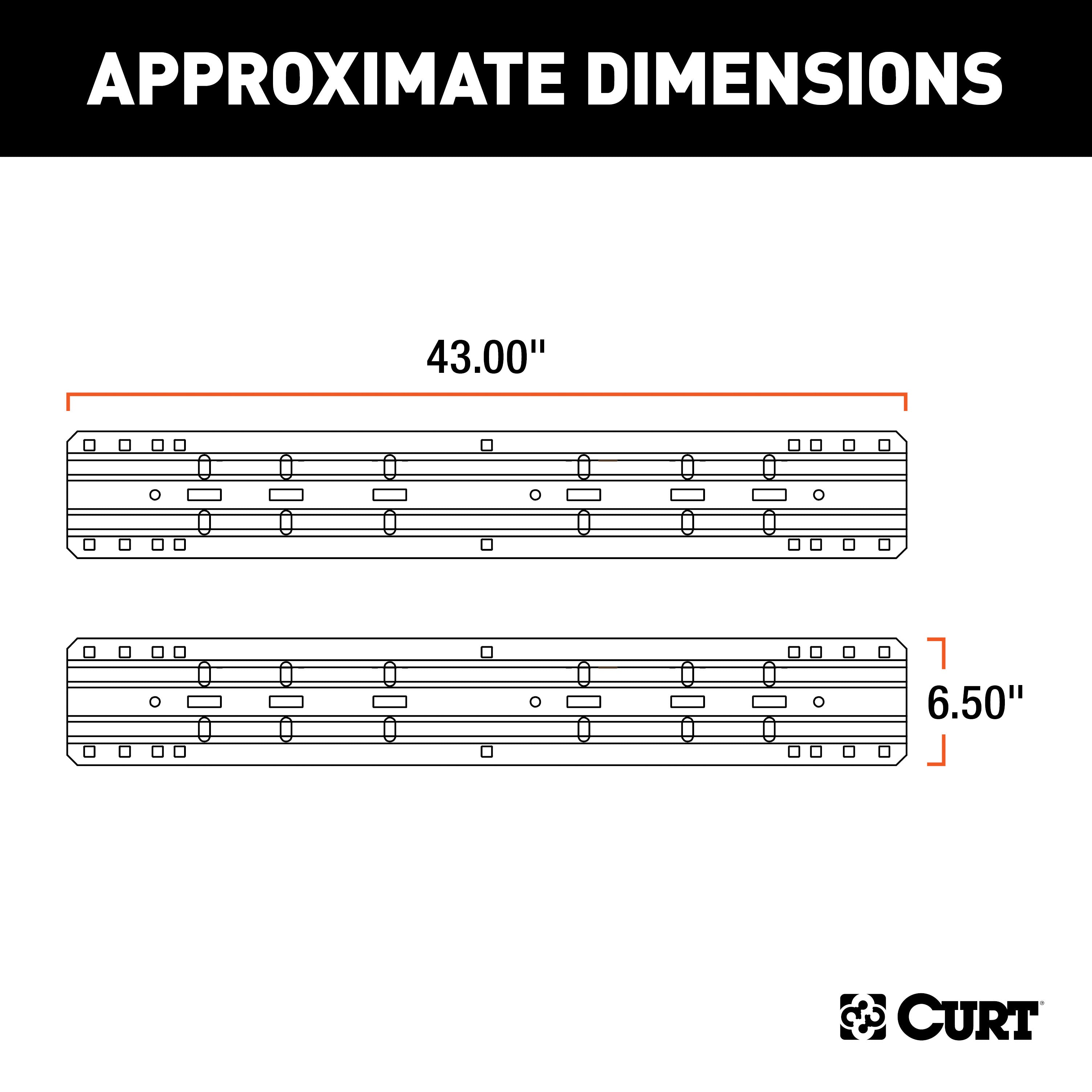 CURT Industry-Standard 5th Wheel Hitch Rails and 4-Bolt Brackets, Gloss Black, 25,000 Pounds Model 16150