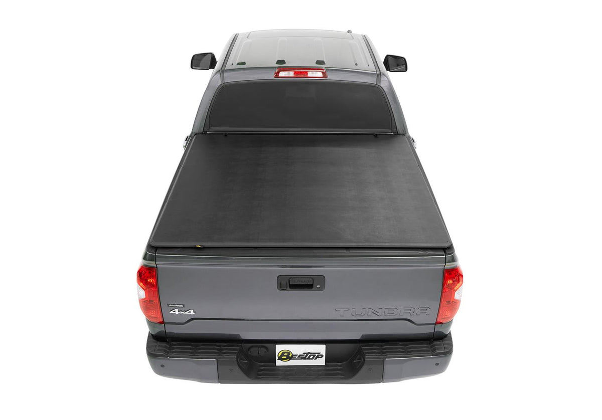 Soft Tri-Fold Tonneau Cover EZ-Fold For Toyota 2007-2024 Tundra 6.5 Foot Black Tailgate Spoiler Not Included Bestop
