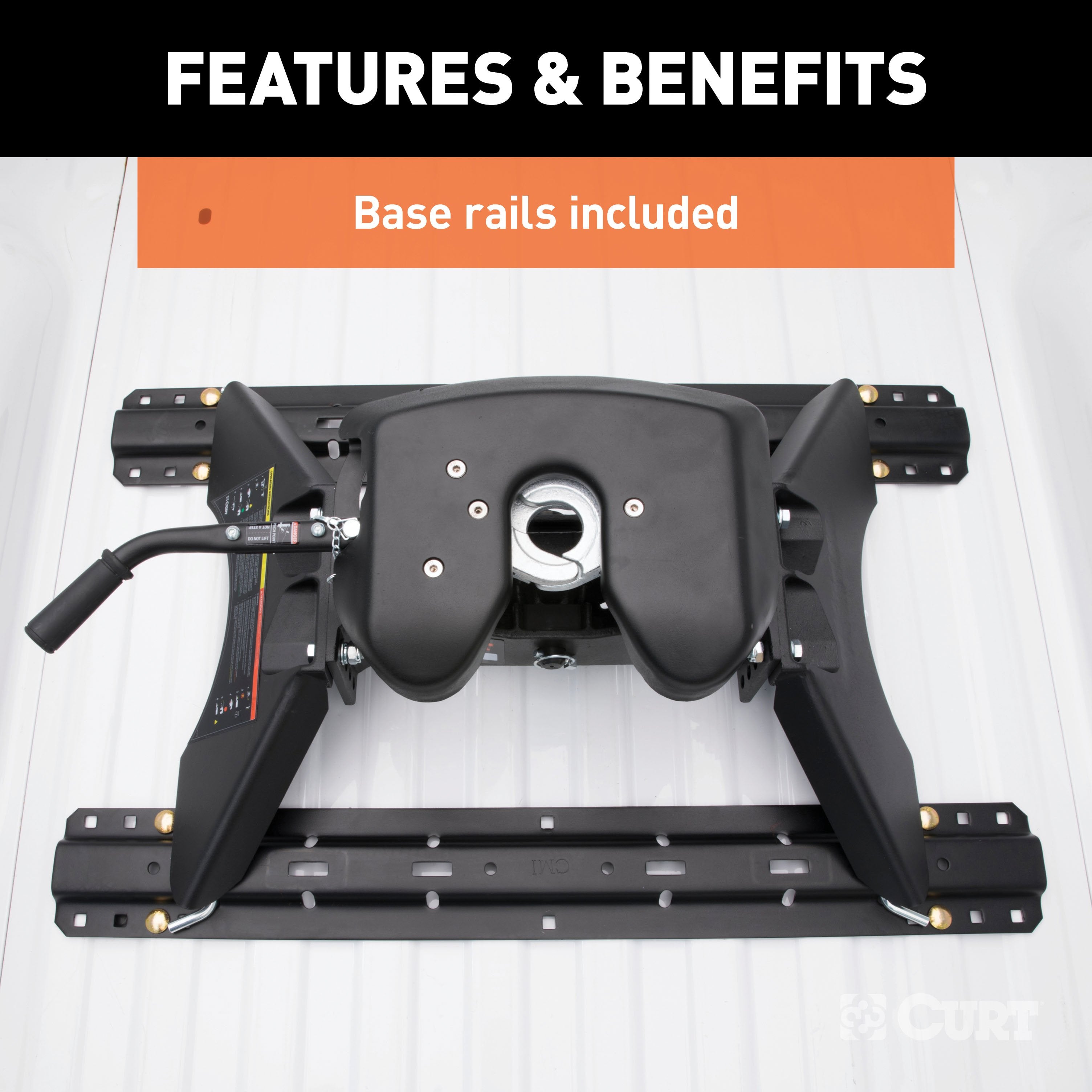CURT A25 5th Wheel Hitch with Base Rails, 25,000 lbs Model 16181