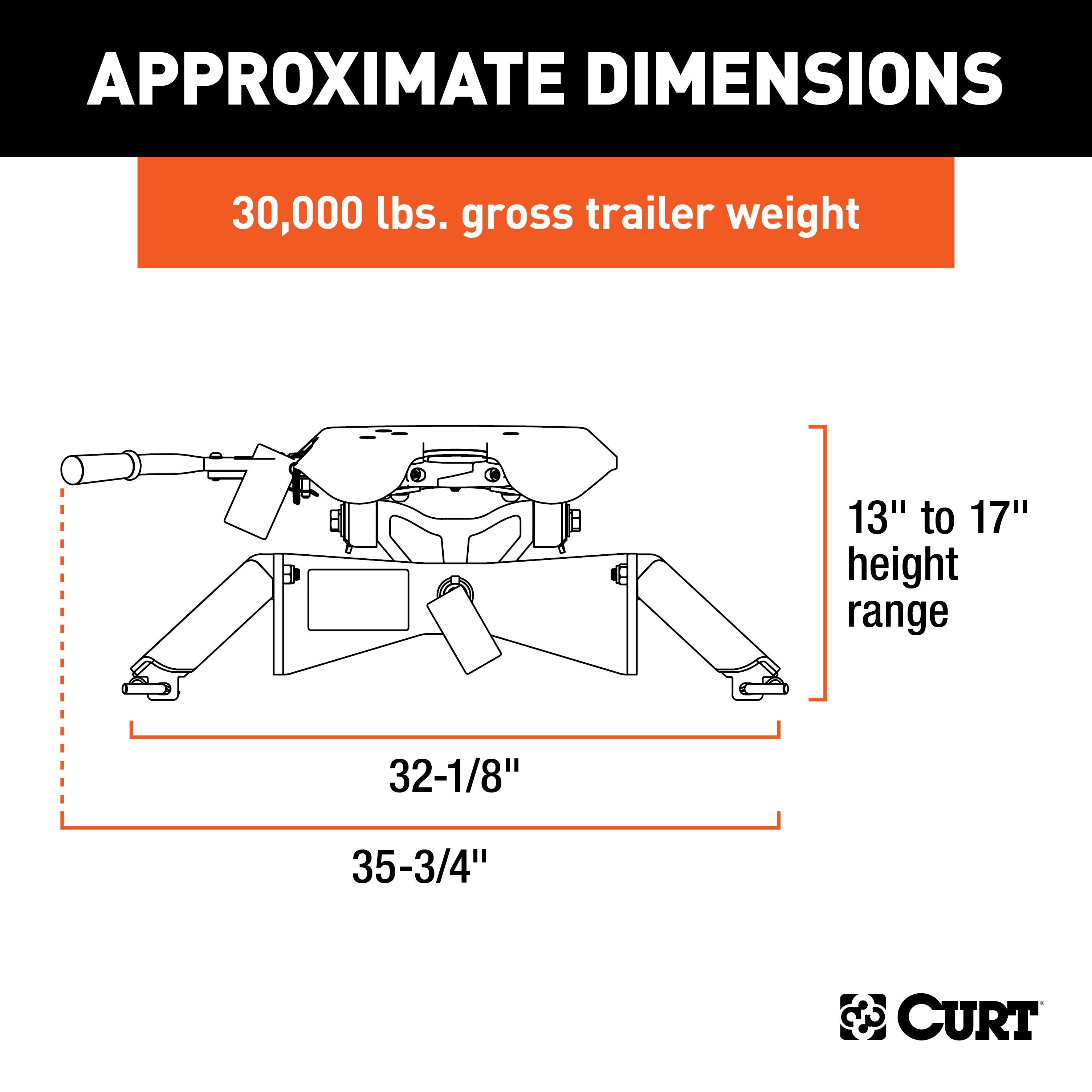 CURT A30 5th Wheel Hitch, 30,000 lbs Model 16190