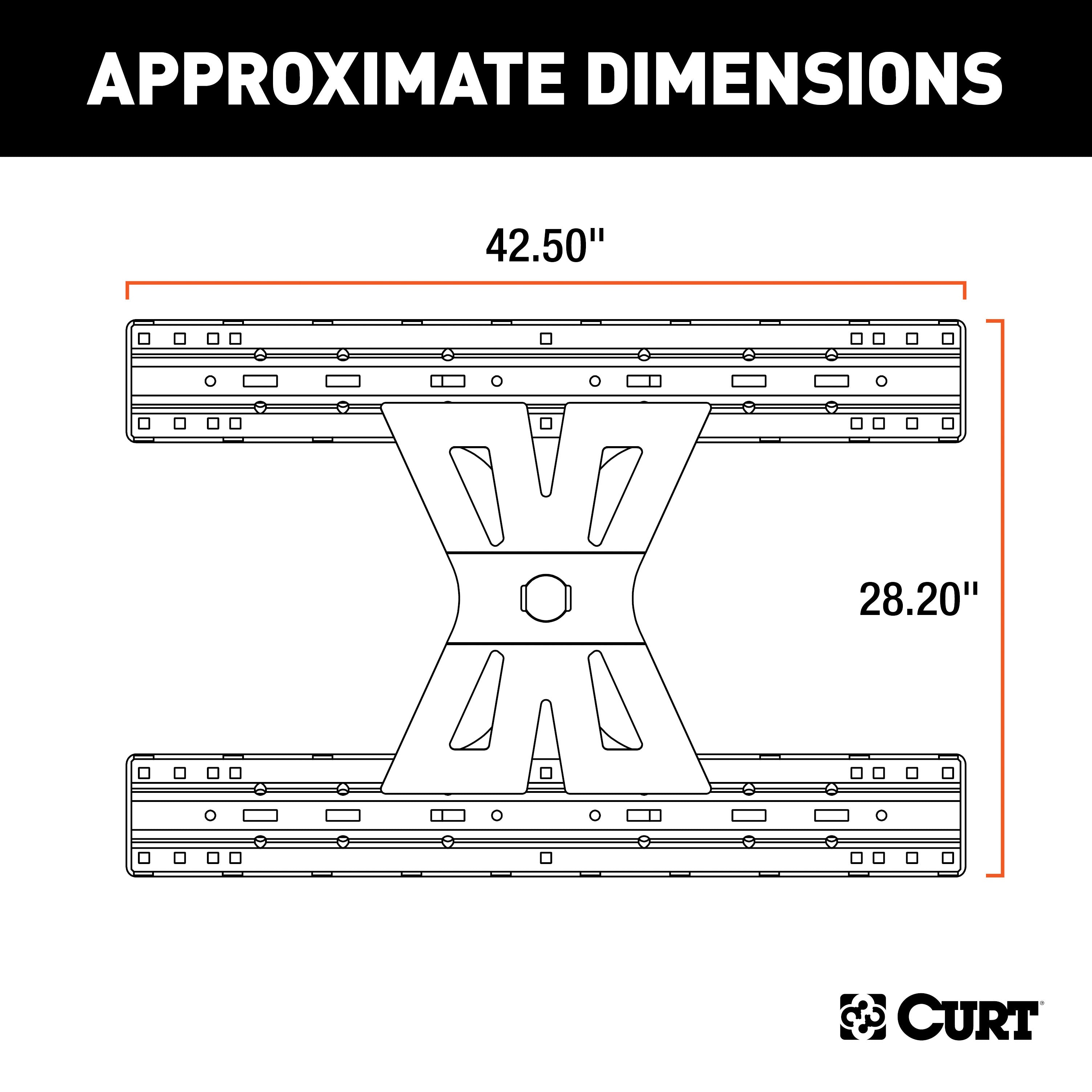 CURT X5 Gooseneck to 5th Wheel Adapter for Double Lock Hitches, Industry-Standard Base Rails, 20,000 lbs Model 16210