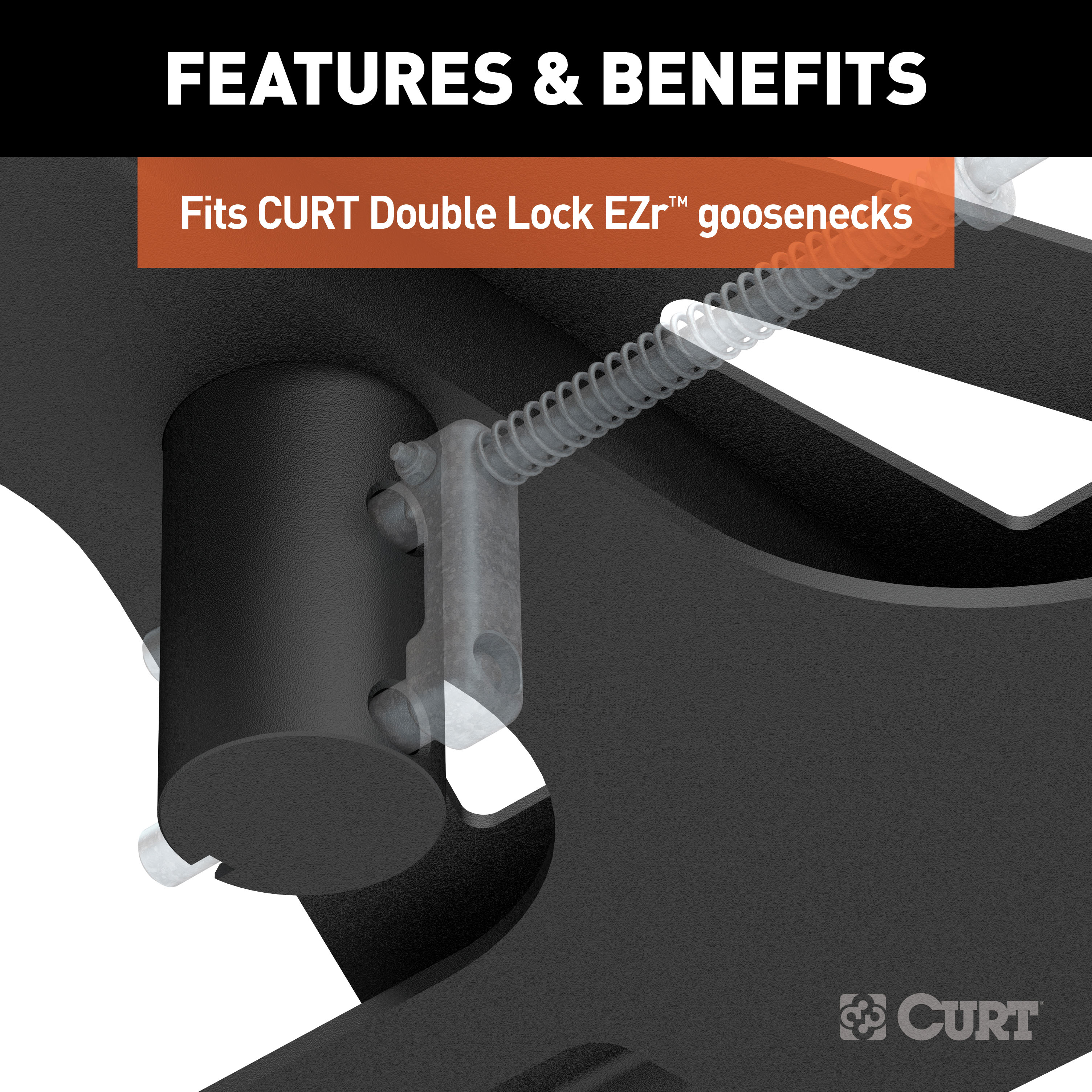 CURT X5 Gooseneck to 5th Wheel Adapter for Double Lock EZr Hitches, Industry-Standard Base Rails, 20,000 lbs Model 16220