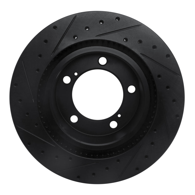R1 08-21 Lexus LX570 Front Right Drilled & Slotted Black Brake Rotor