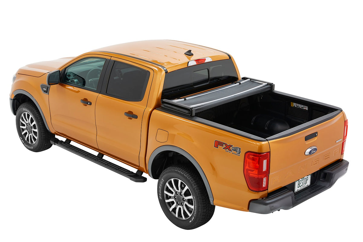 Soft Tri-Fold Tonneau Cover EZ-Fold For Ford 2019-2024 Ranger 6.0 Foot Black Tailgate Spoiler Not Included Bestop