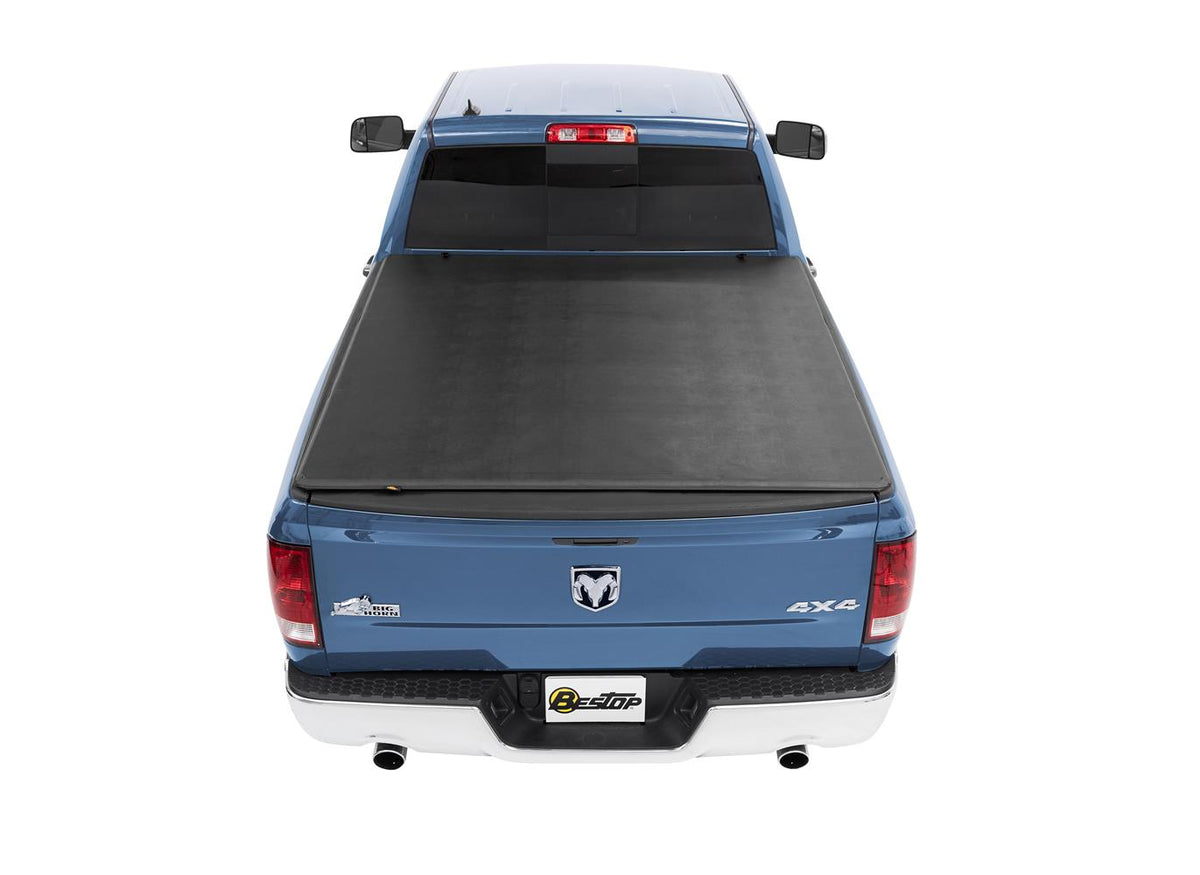 Soft Tri-Fold Tonneau Cover EZ-Fold For Dodge 2009-2010 Ram 1500 5.5 Foot Black Tailgate Spoiler Not Included Bestop