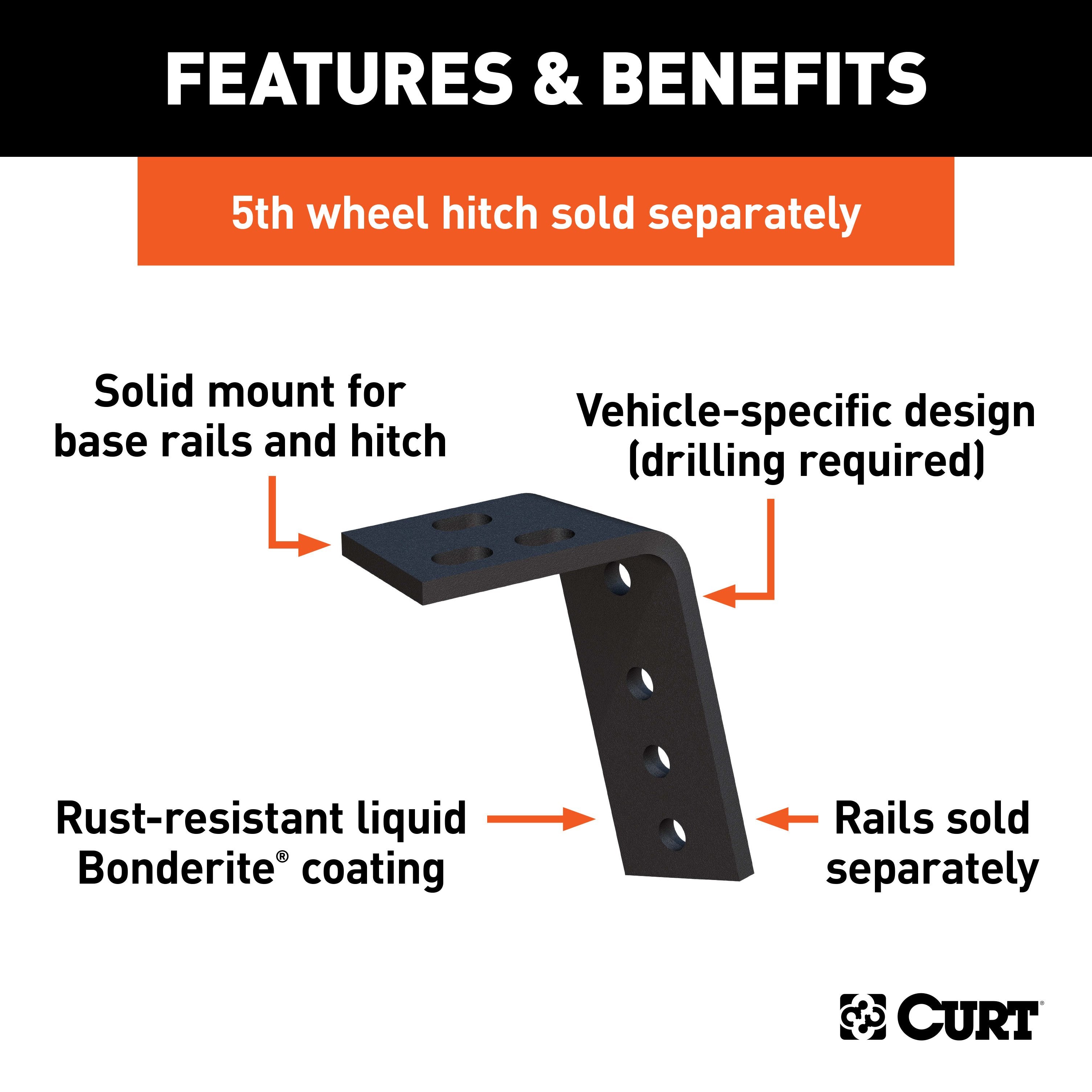 CURT 5th Wheel Installation Brackets, Select Dodge Ram 1500, Additional Brackets Required Model 16303