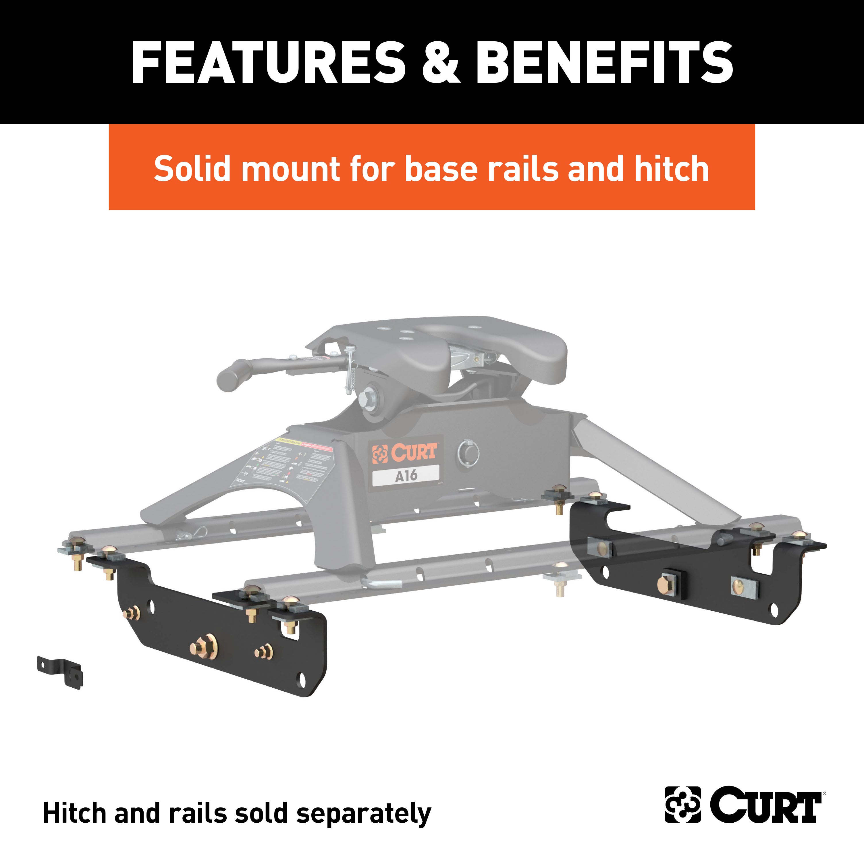CURT 5th Wheel Installation Brackets, Select Ford F-250, F-350, F-450 Super Duty Model 16424