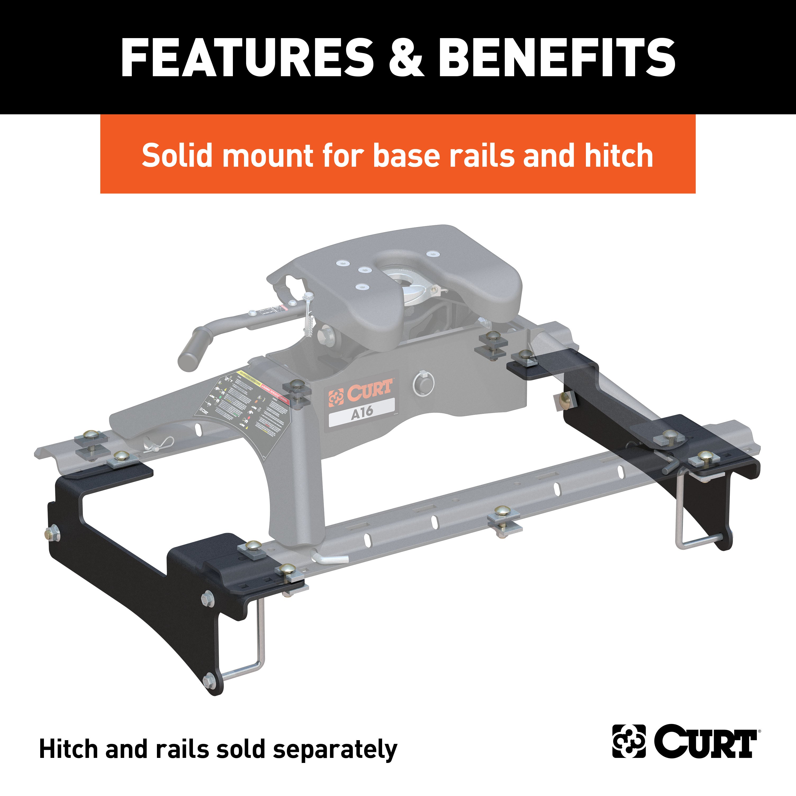 CURT 5th Wheel Installation Brackets, Compatible with Select Chevrolet Silverado, GMC Sierra 2500, 3500 HD Model 16429