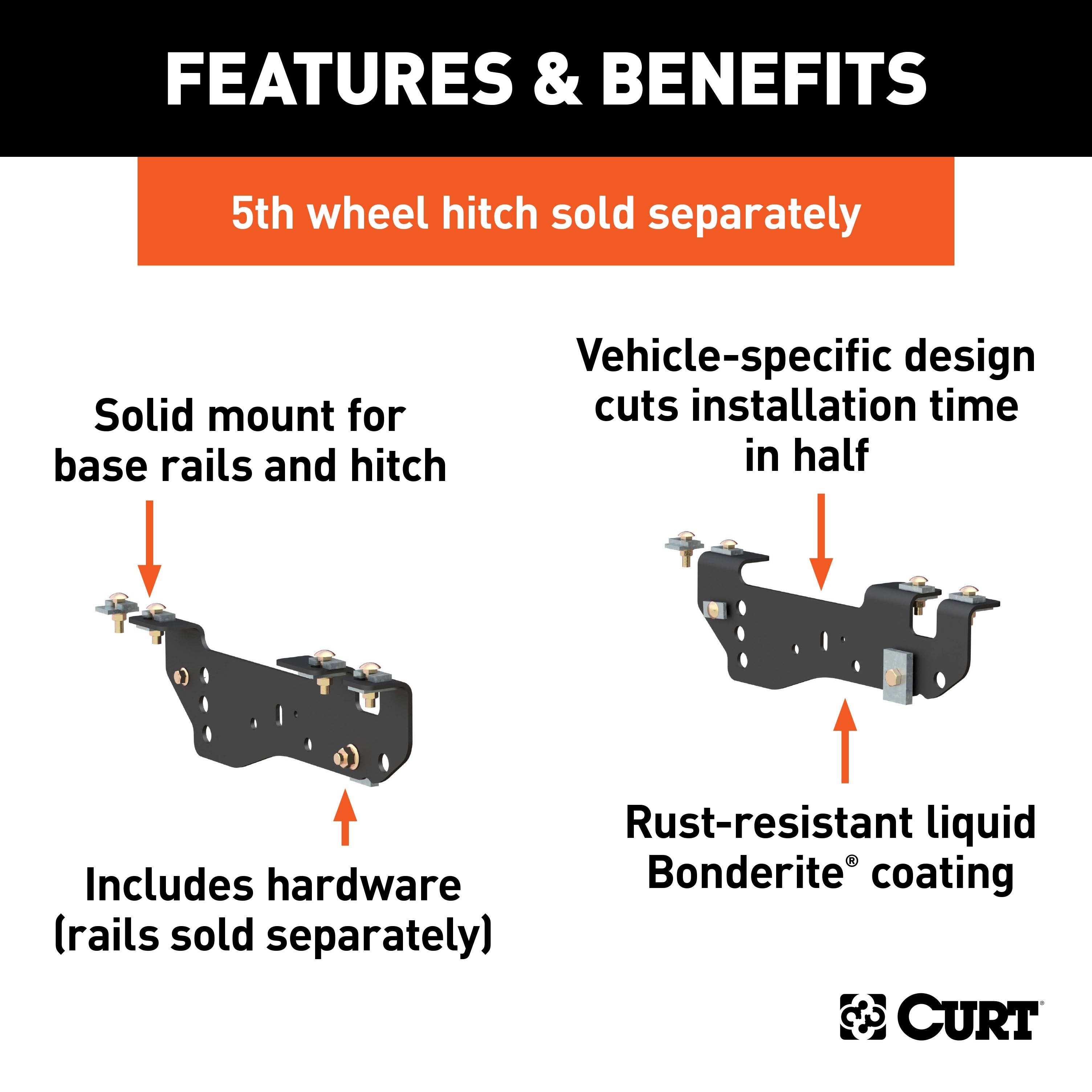 CURT 5th Wheel Installation Brackets, Select Ford F-250, F-350, F-450 Super Duty Model 16448