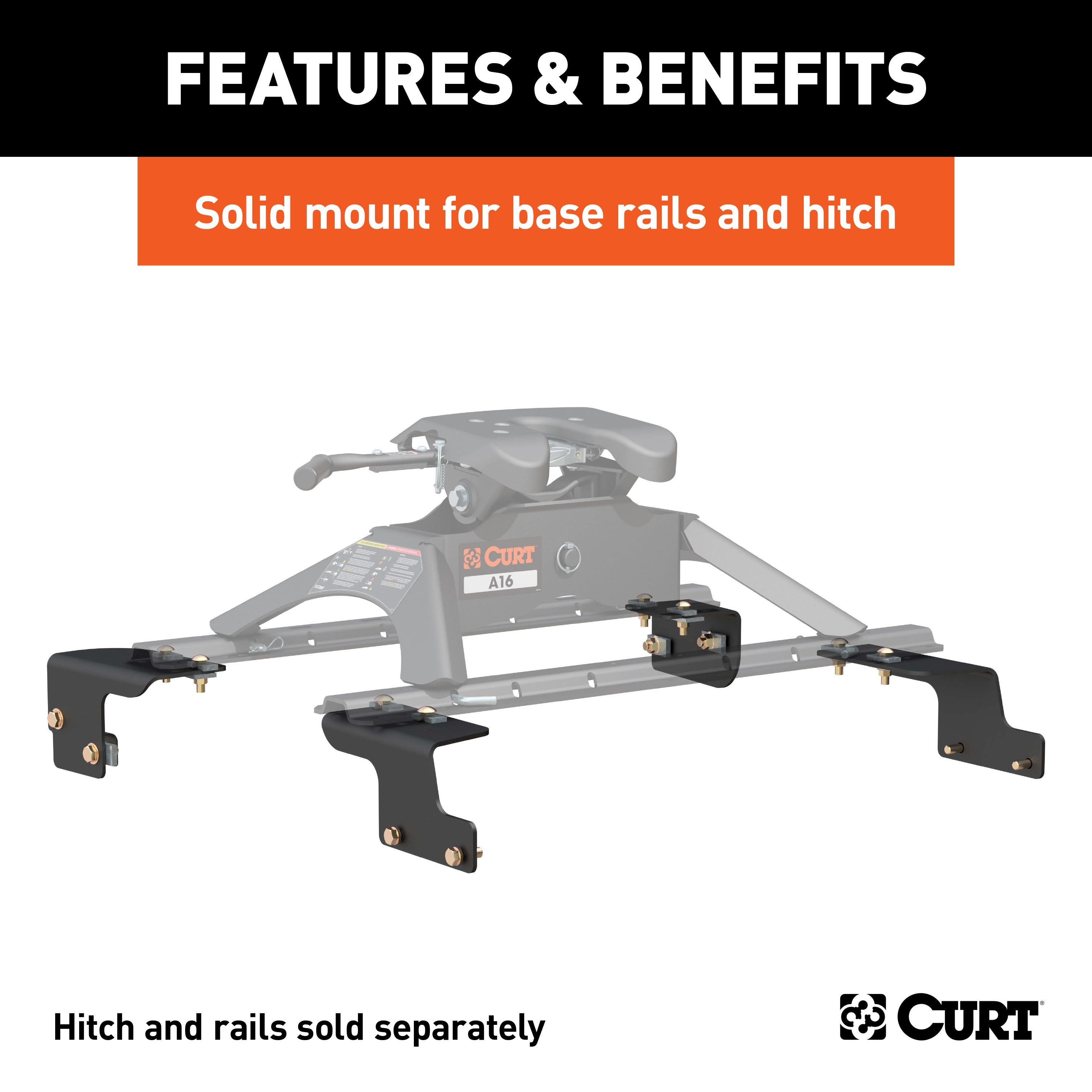 CURT 5th Wheel Installation Brackets, Select Toyota Tundra, 6.5' Bed, Except Extended Crew Cab Model 16468