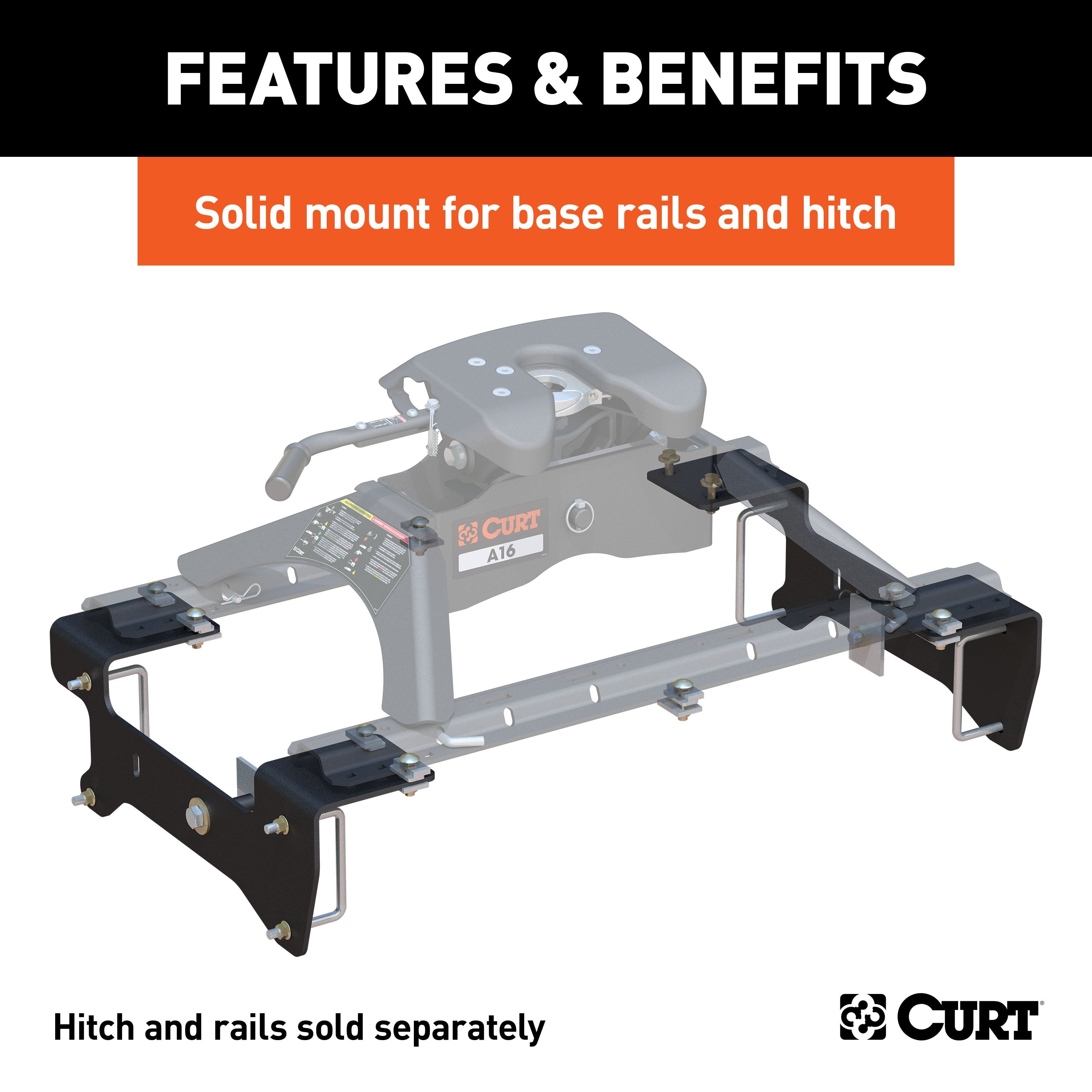 CURT 5th Wheel Installation Brackets, Select Chevrolet Silverado, GMC Sierra 1500, Except 5.5-Foot Bed Model 16469