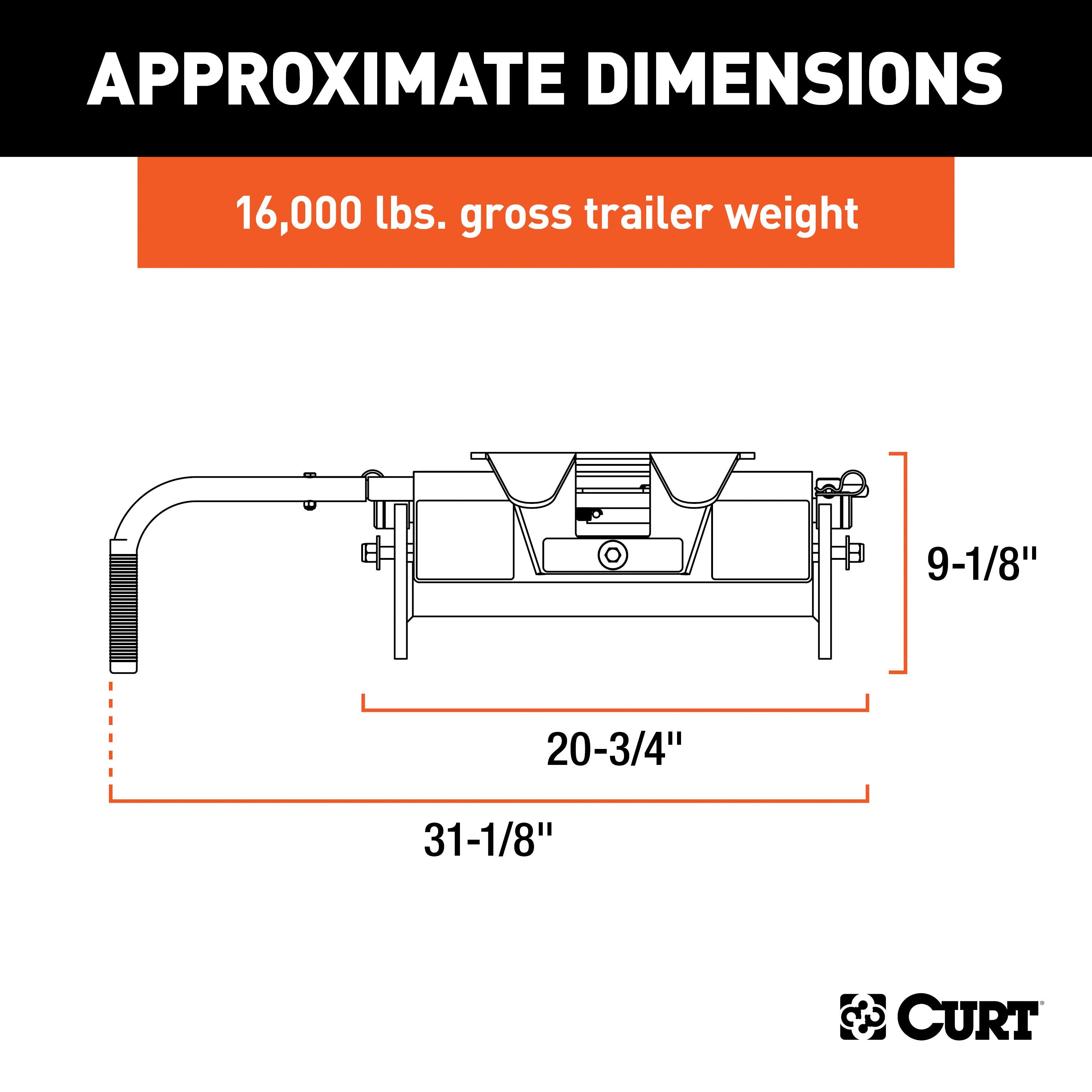 CURT E16 5th Wheel Hitch Head Only, Legs or Roller Required, 16,000 lbs Model 16515