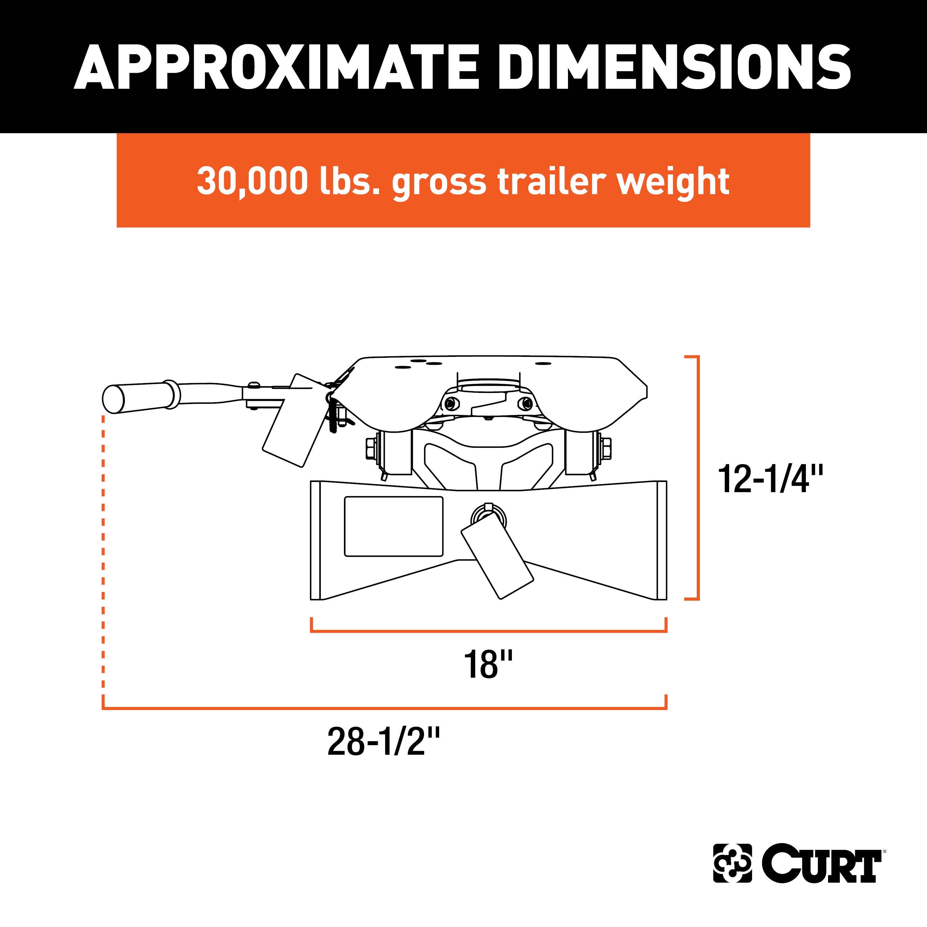 CURT A30 5th Wheel Hitch Head Only, Legs or Roller Required, 30,000 lbs Model 16590