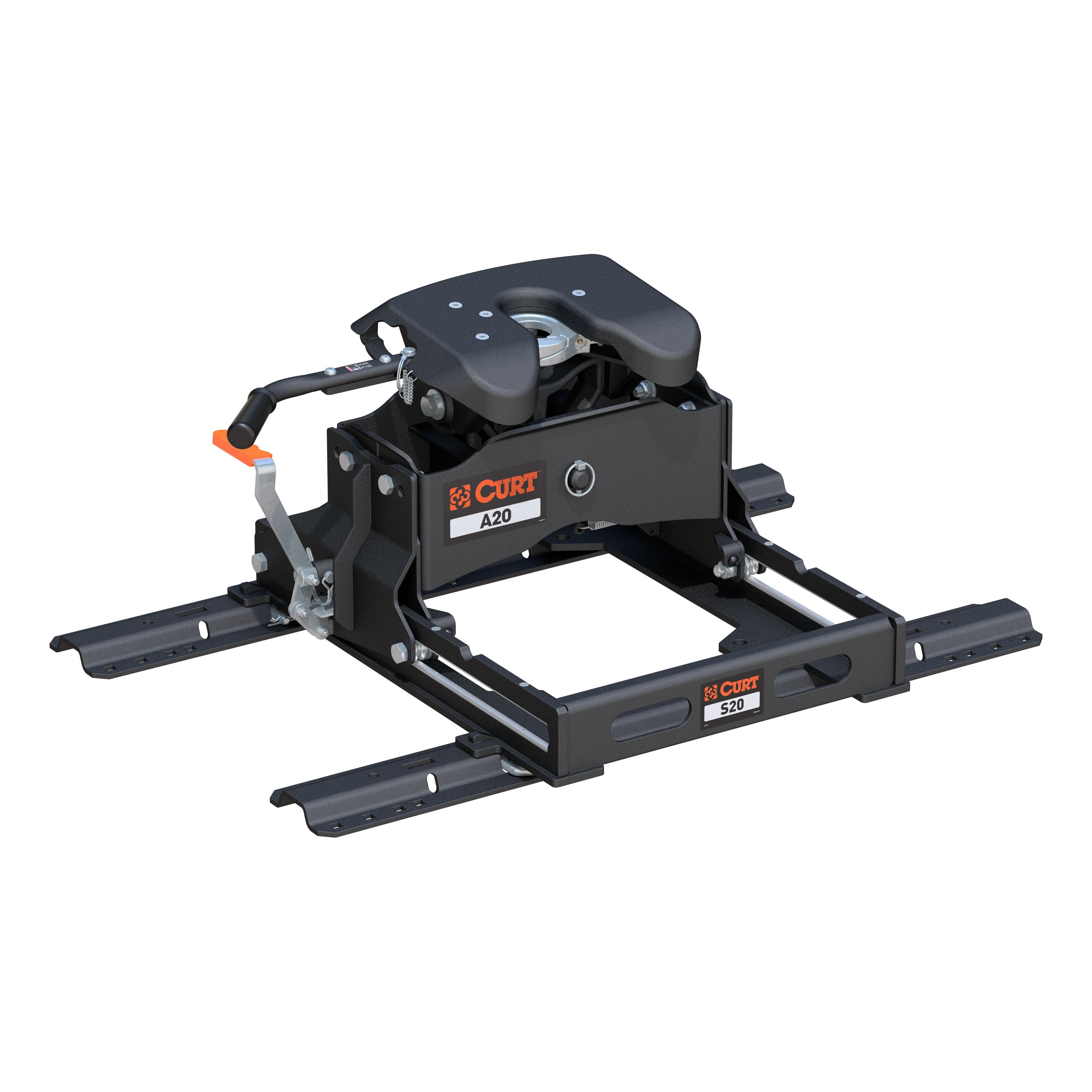 CURT A20 5th Wheel Slider Hitch with Base Rails for Short Bed Trucks, 20,000 lbs Model 16631