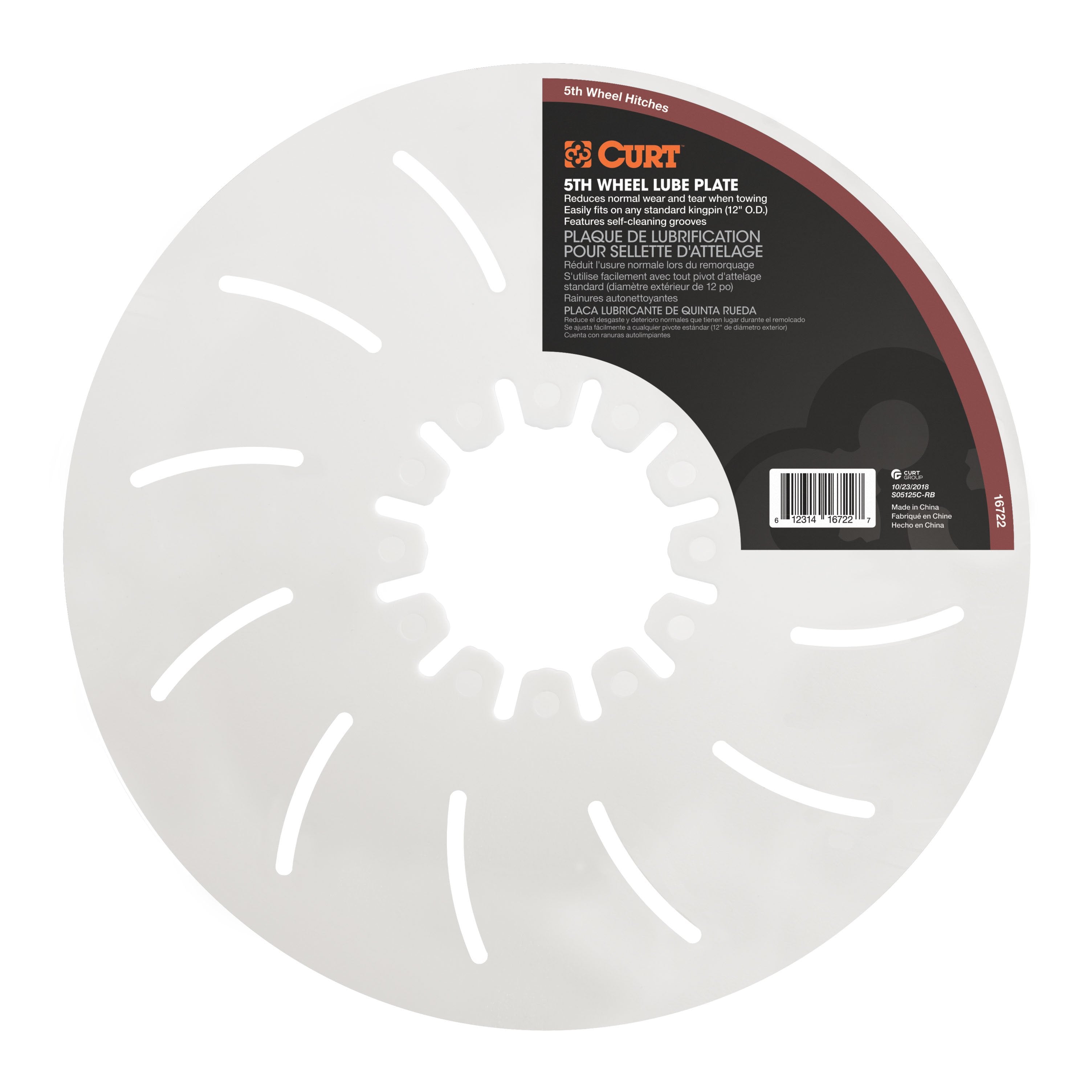 CURT 5th Wheel Hitch Lube Plate, 12-Inch Diameter Model 16722