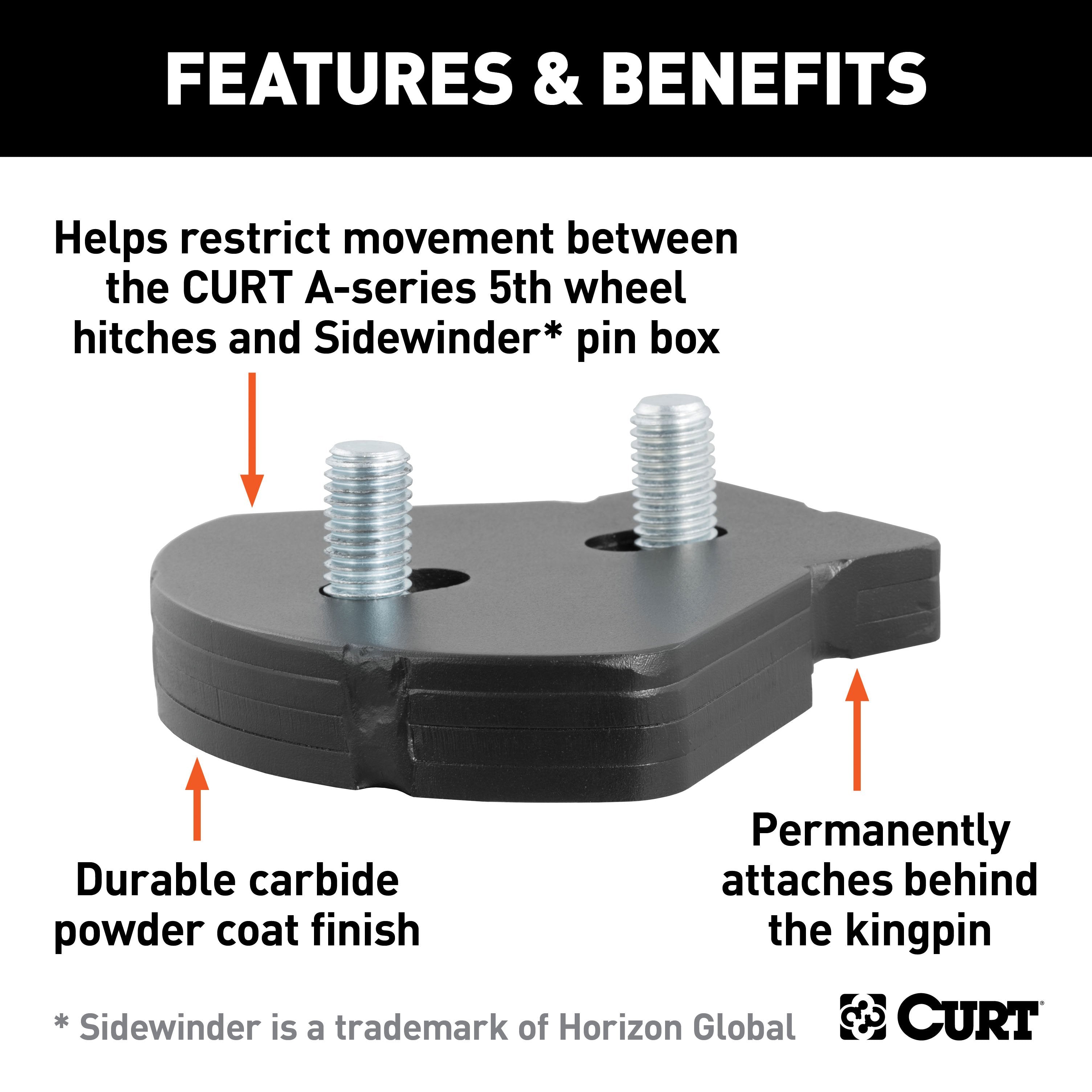 CURT A-Series 5th Wheel Wedge Kit for Rotating Pin Box Model 16992