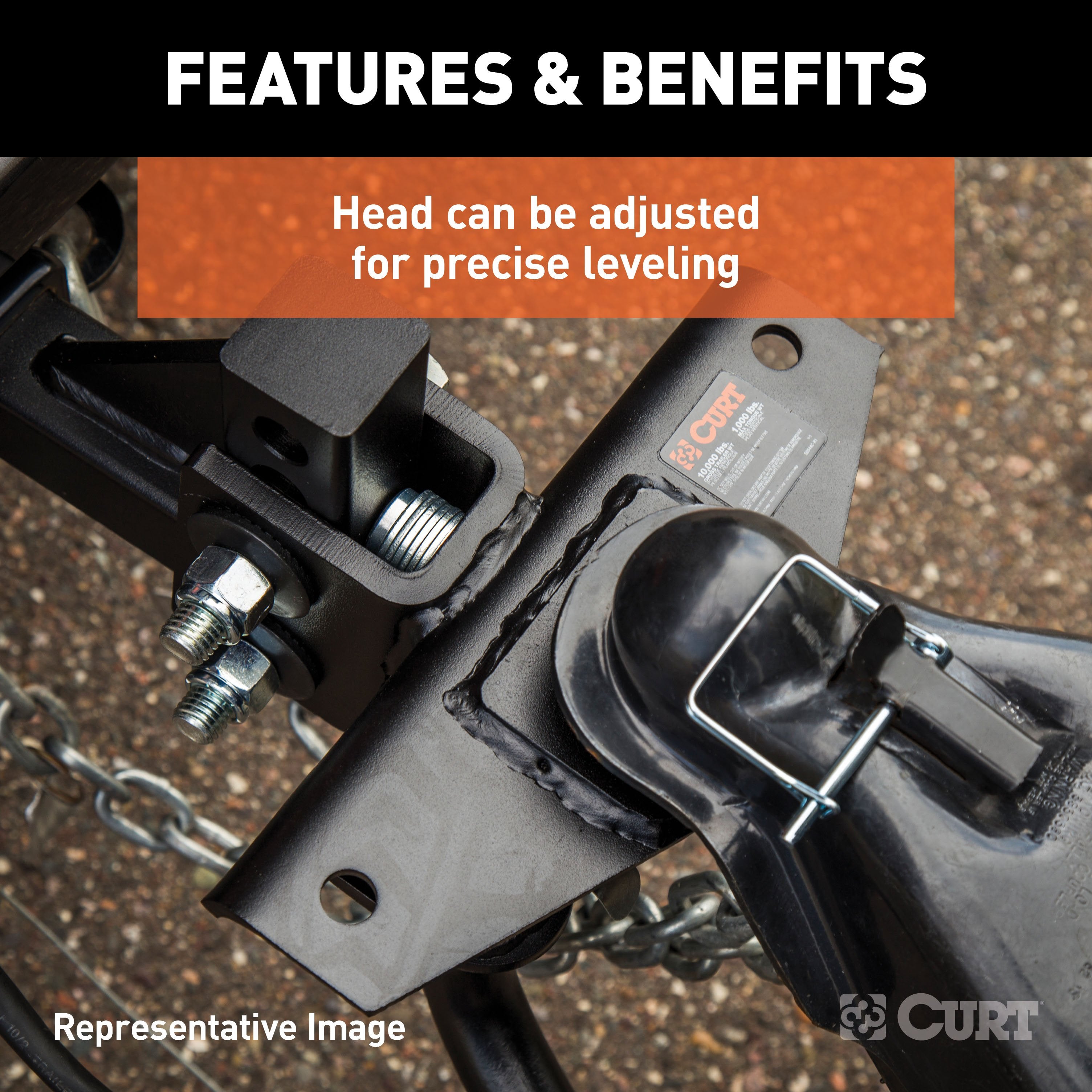 CURT Round Bar Weight Distribution Hitch with Integrated Lubrication, Up to 8K, 2-Inch Shank Model 17051