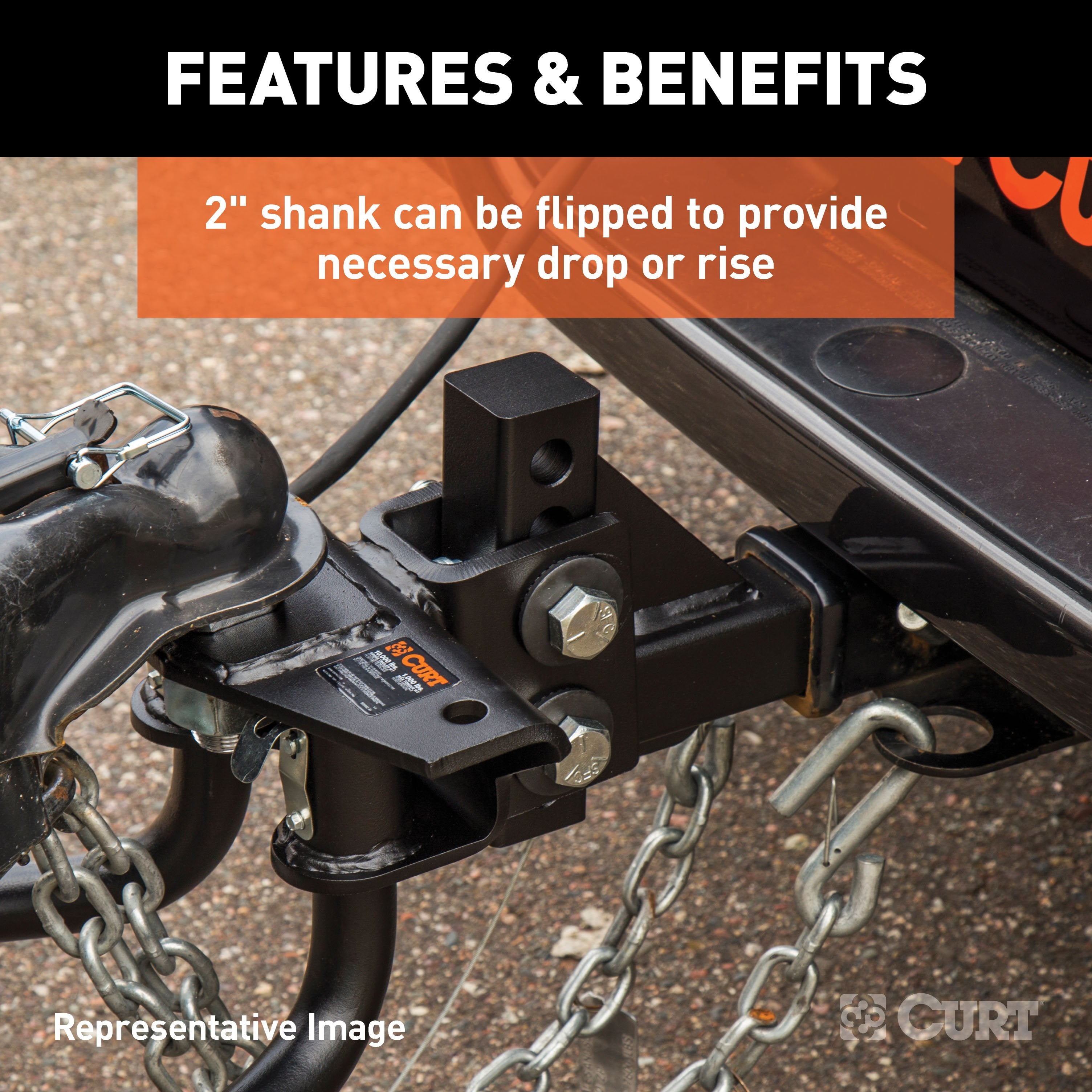 CURT Round Bar Weight Distribution Hitch with Integrated Lubrication, Up to 10K, 2-Inch Shank Model 17052