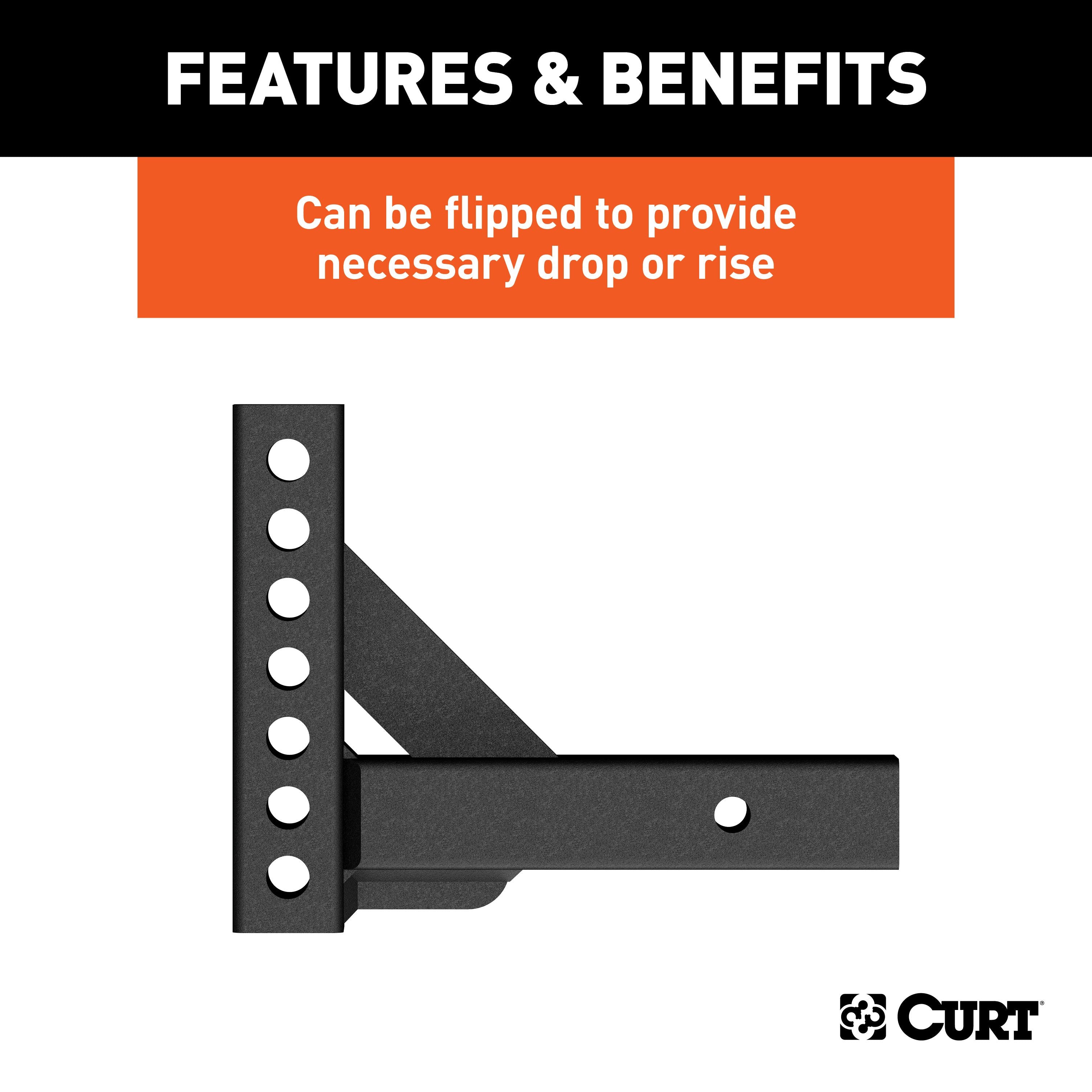 CURT Replacement Weight Distribution Hitch Shank, 2-Inch Receiver, 2-In Drop, 6-Inch Rise Model 17100