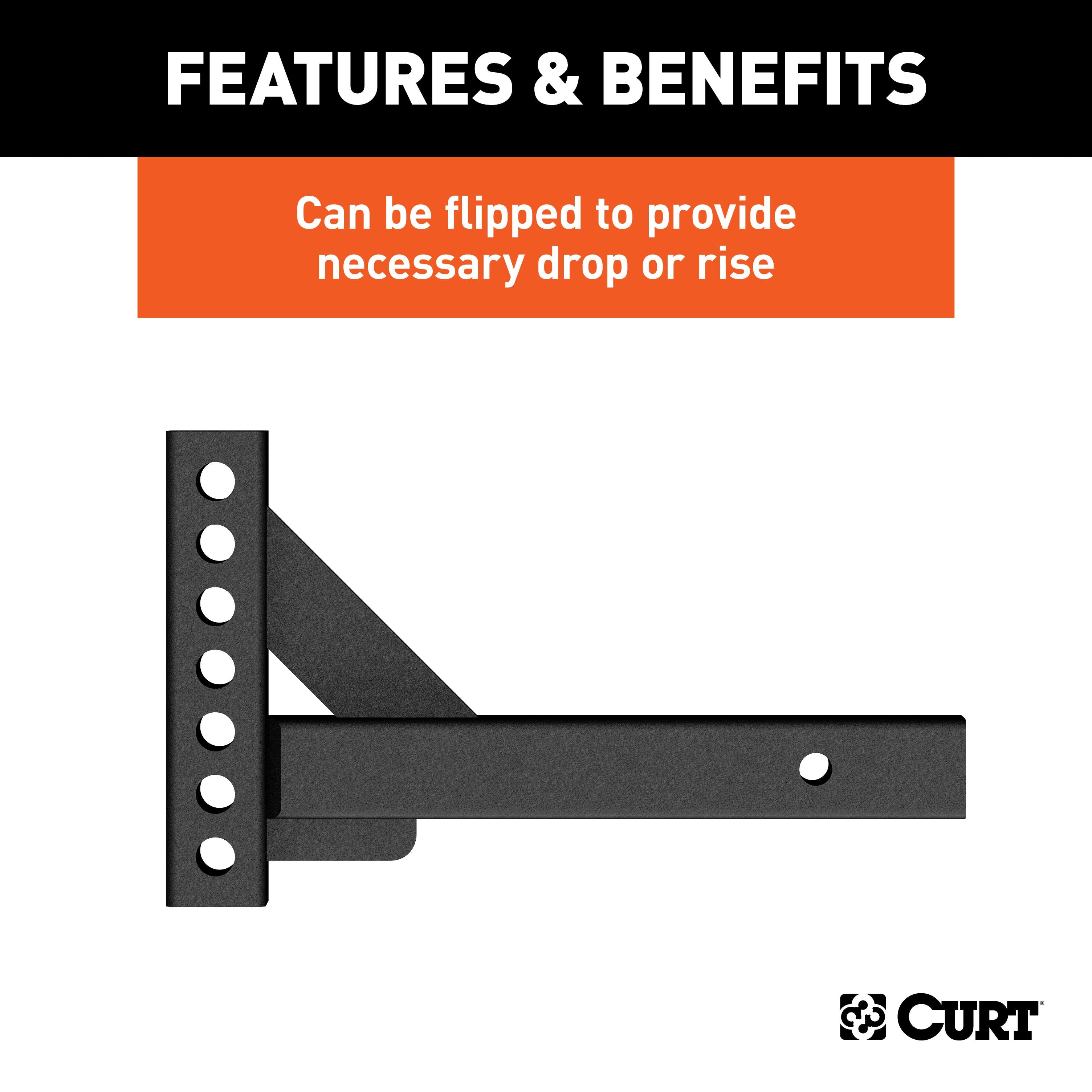 CURT Replacement Weight Distribution Hitch Shank, 2-Inch Receiver, 2-In Drop, 6-Inch Rise Model 17102
