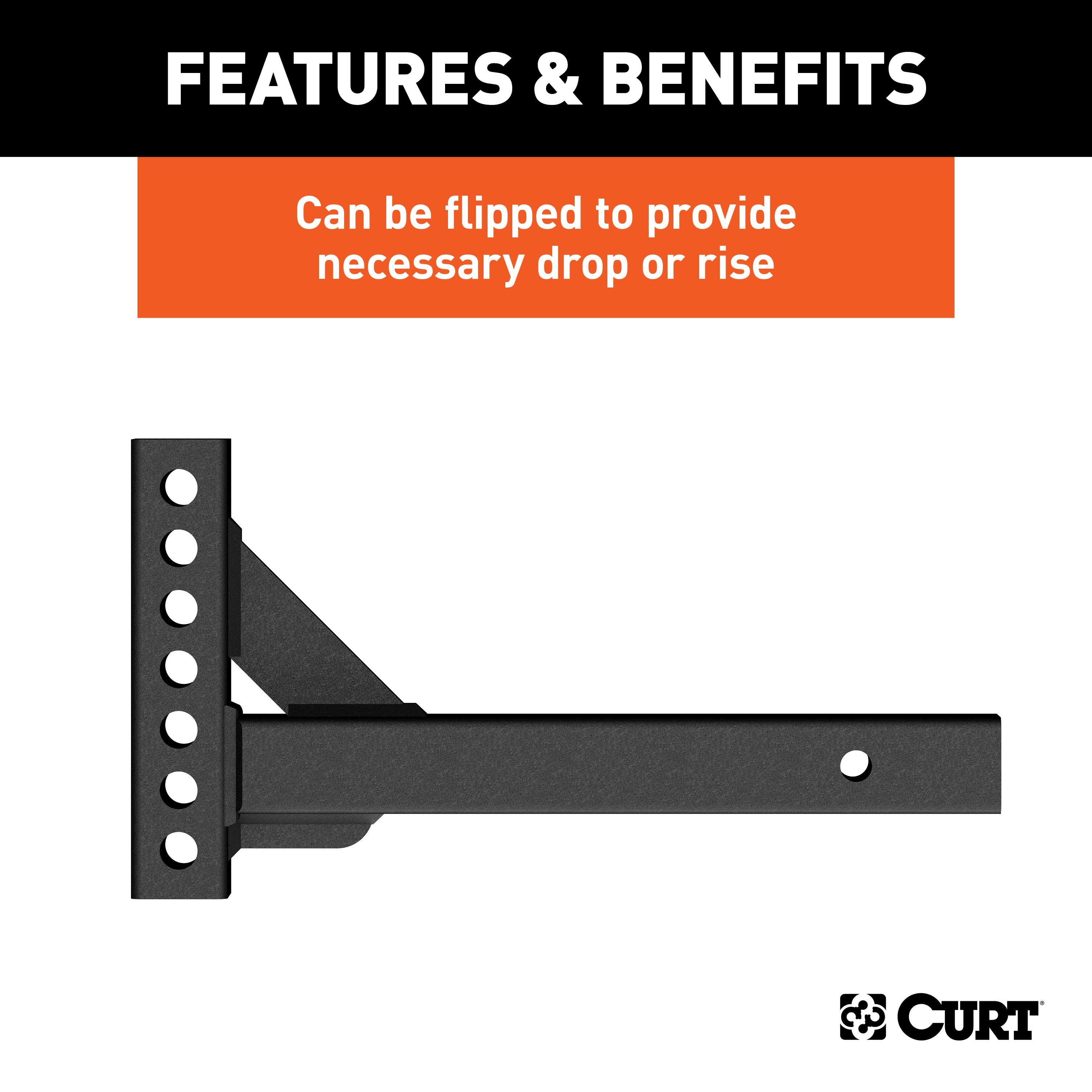 CURT Replacement Weight Distribution Hitch Shank, 2-Inch Receiver, 2-In Drop, 6-Inch Rise Model 17103