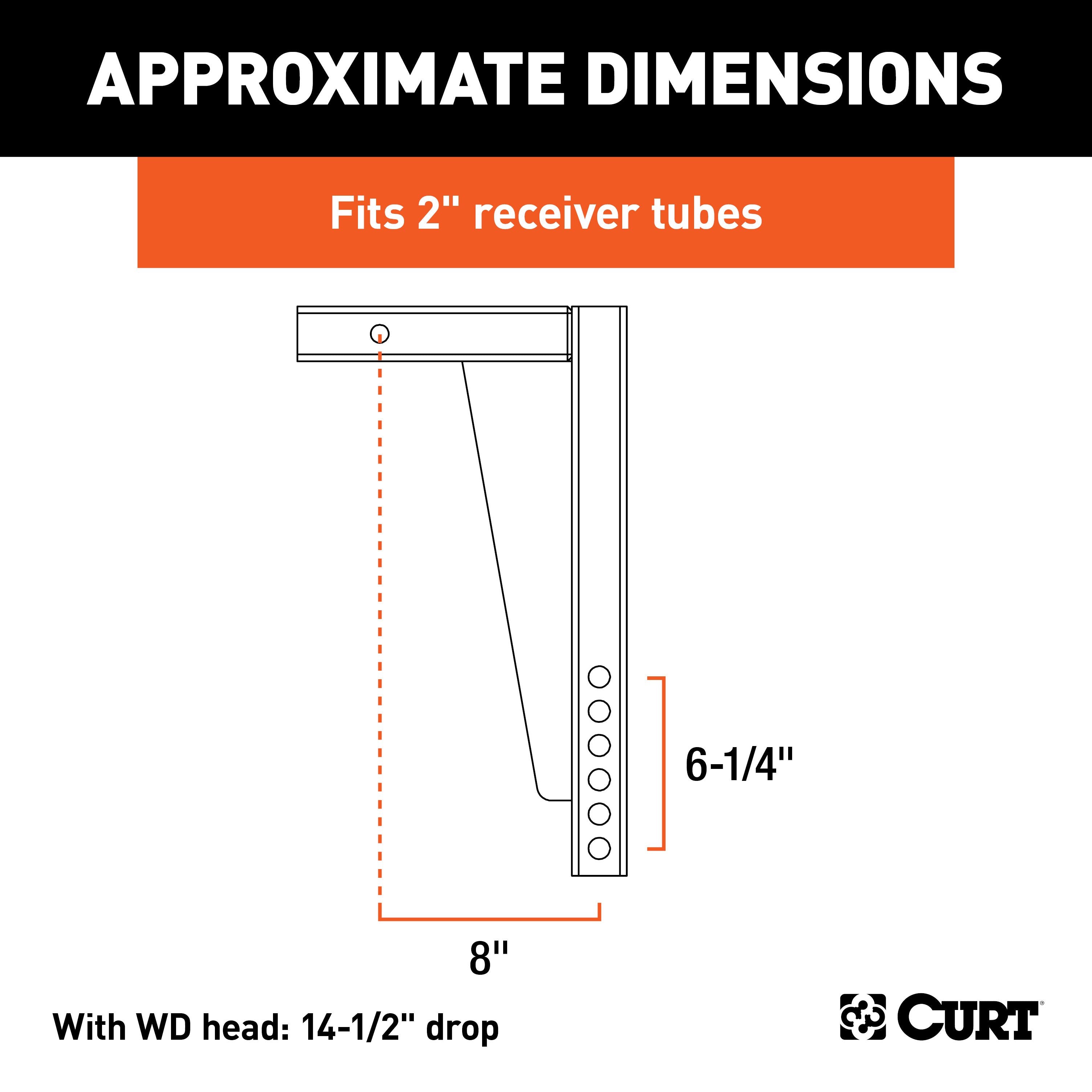 CURT Replacement Weight Distribution Hitch Shank, 2-Inch Receiver, 14-1/2-Inch Drop Model 17125