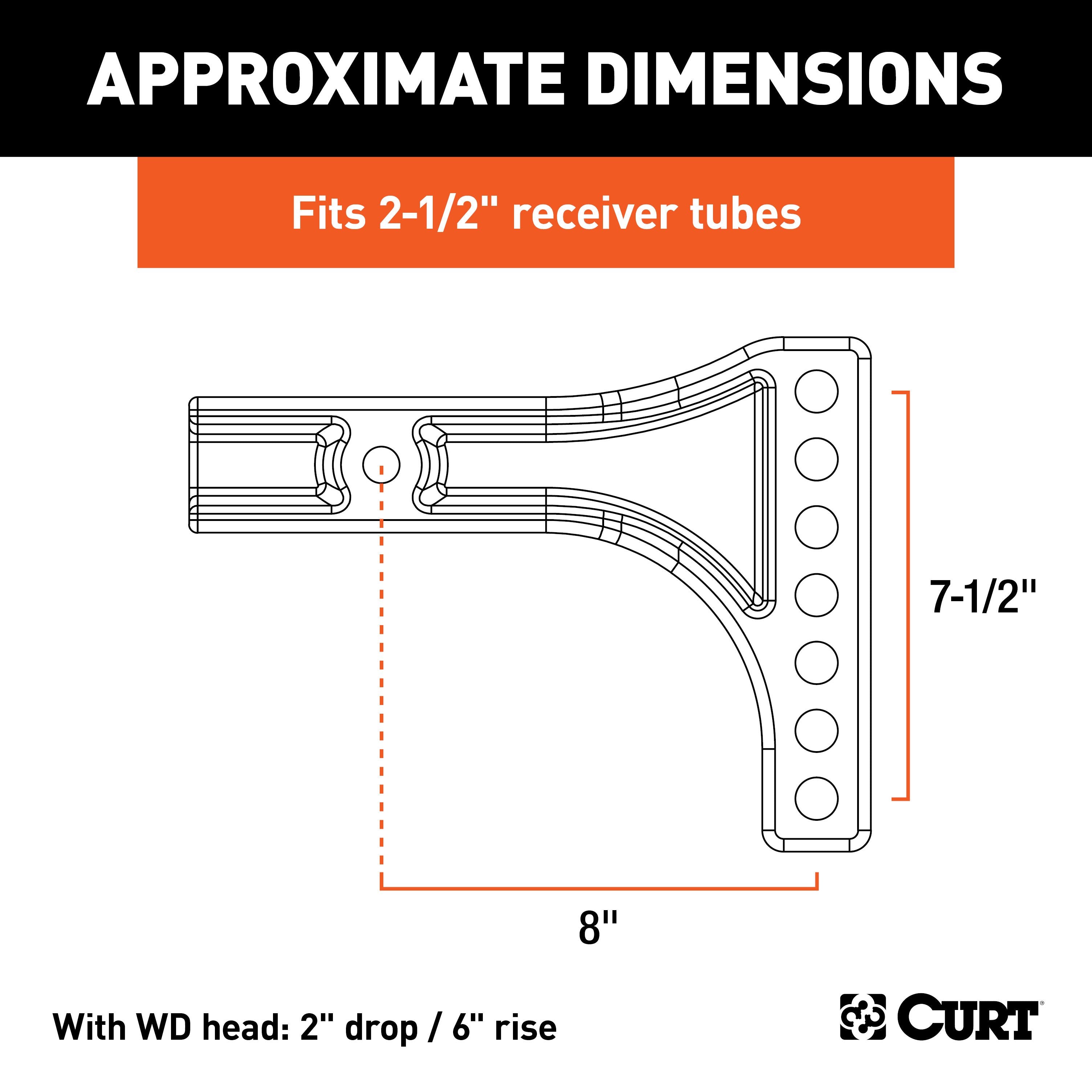 CURT Replacement Weight Distribution Hitch Shank, 2-1/2-Inch Receiver, 2-Inch Drop, 6-Inch Rise Model 17131