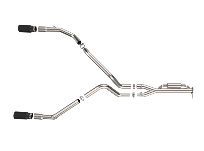 Cat-back exhaust system for 2025 RAM 1500 V6-3.0L, featuring durable stainless steel construction and dual tips.