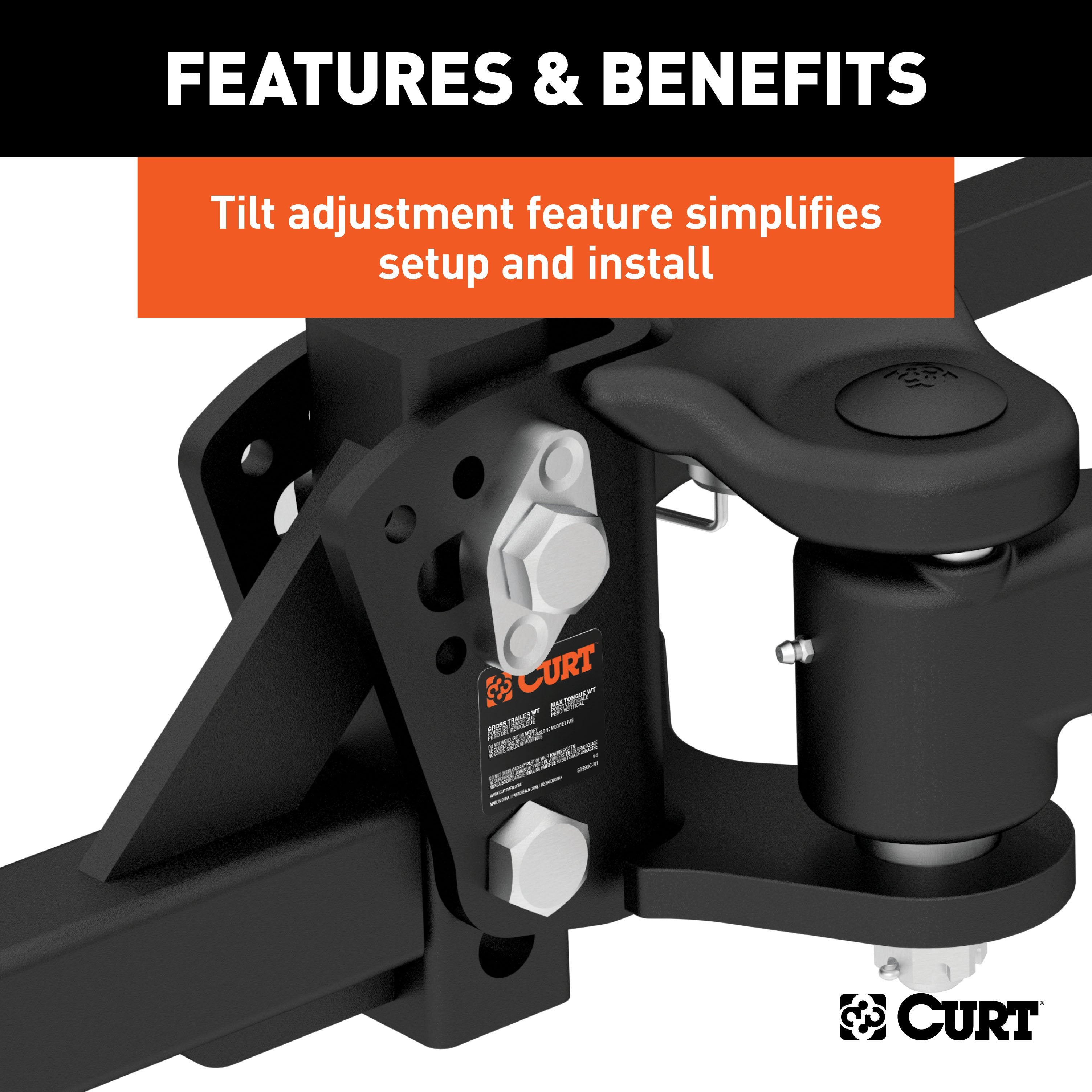 CURT TruTrack 4P Weight Distribution Hitch with 4x Sway Control, Up to 10K, 2-In Shank, 2-5/16-Inch Ball Model 17500