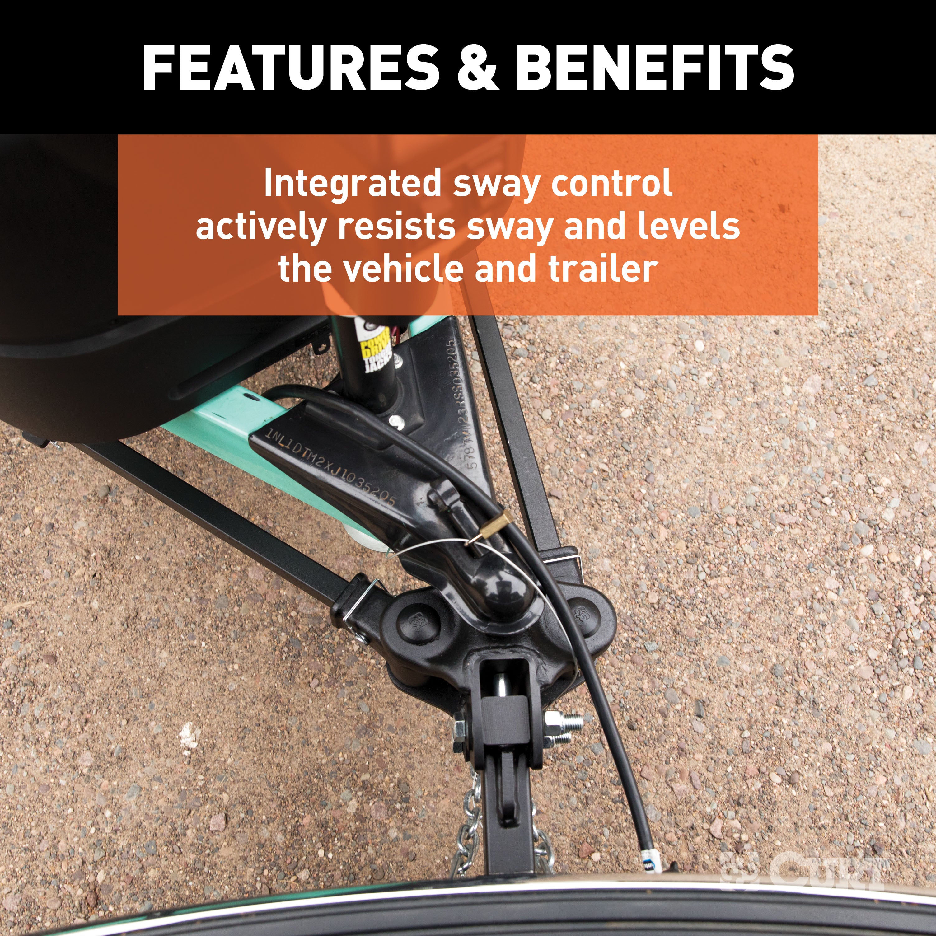 CURT TruTrack 4P Weight Distribution Hitch with 4x Sway Control, Up to 15K, 2-In Shank, 2-5/16-Inch Ball Model 17501