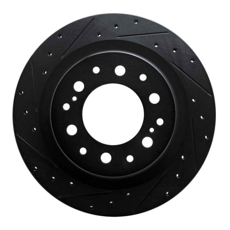 R1 2022-2025 Lexus GX550 Rear Left Drilled & Slotted Black Brake Rotor