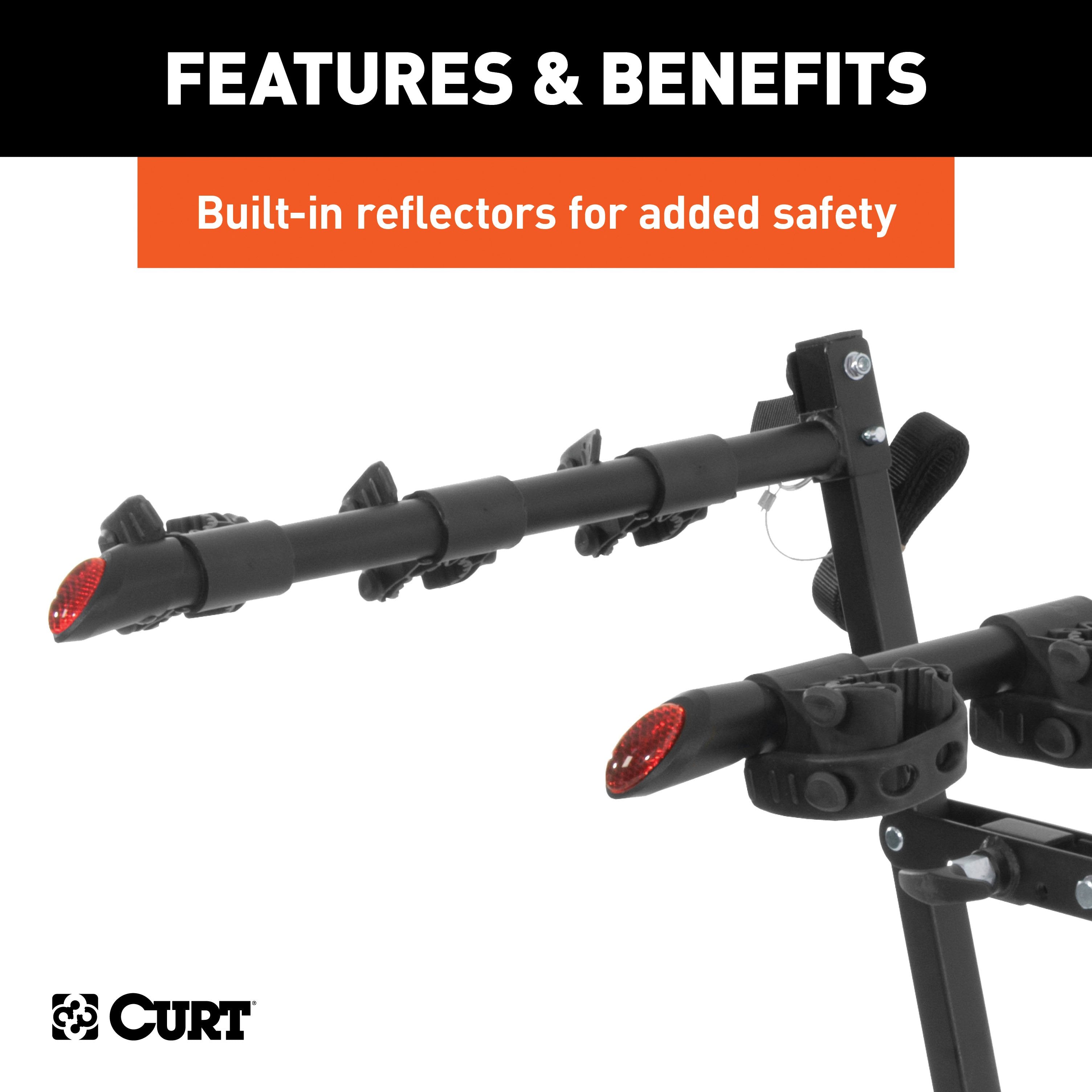 CURT Clamp-On Trailer Hitch Bike Rack Mount, Fits 2-Inch Shank, 3 Bicycles Model 18013
