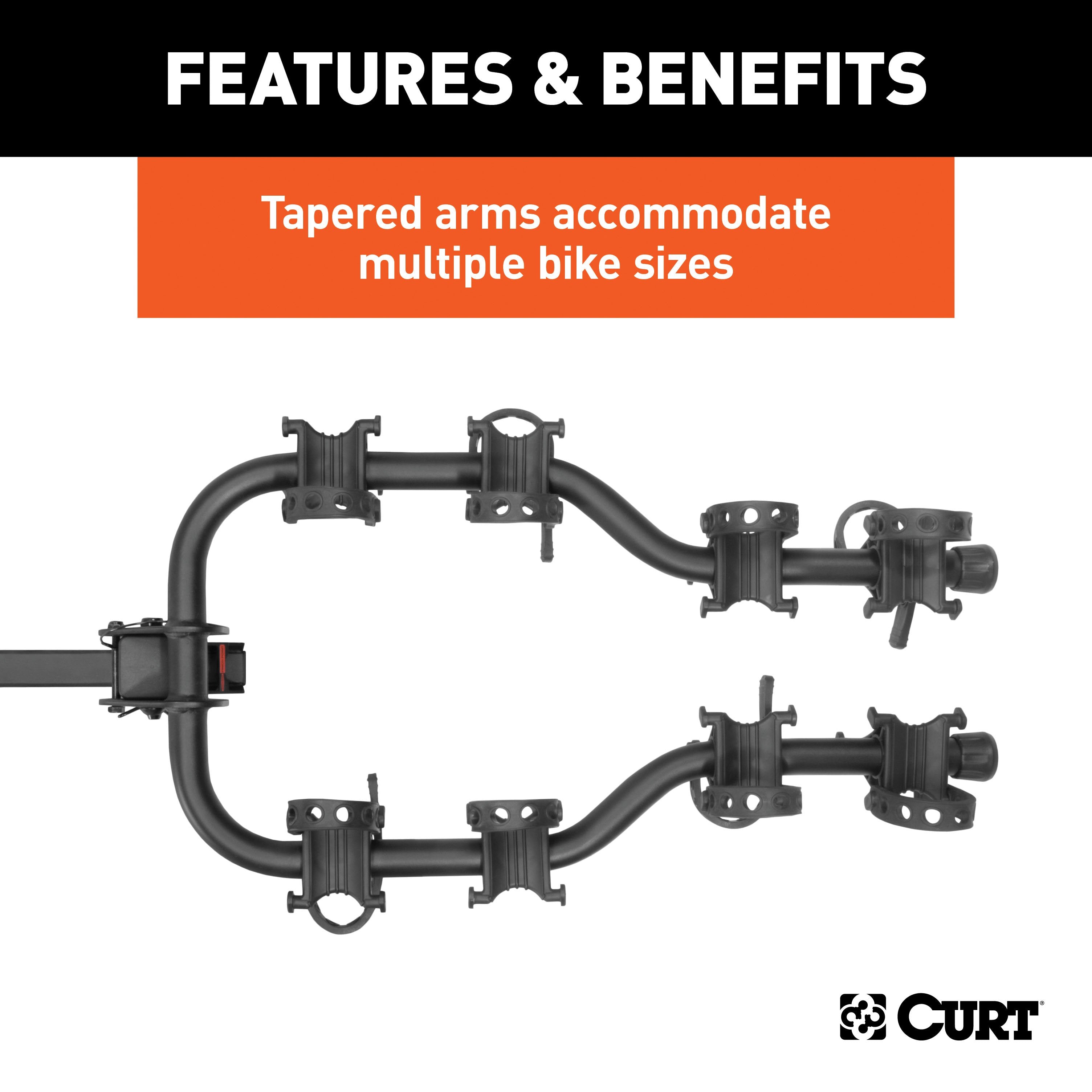 CURT Premium Trailer Hitch Bike Rack Mount, Fits 2-Inch Receiver, 4 Bicycles Model 18064