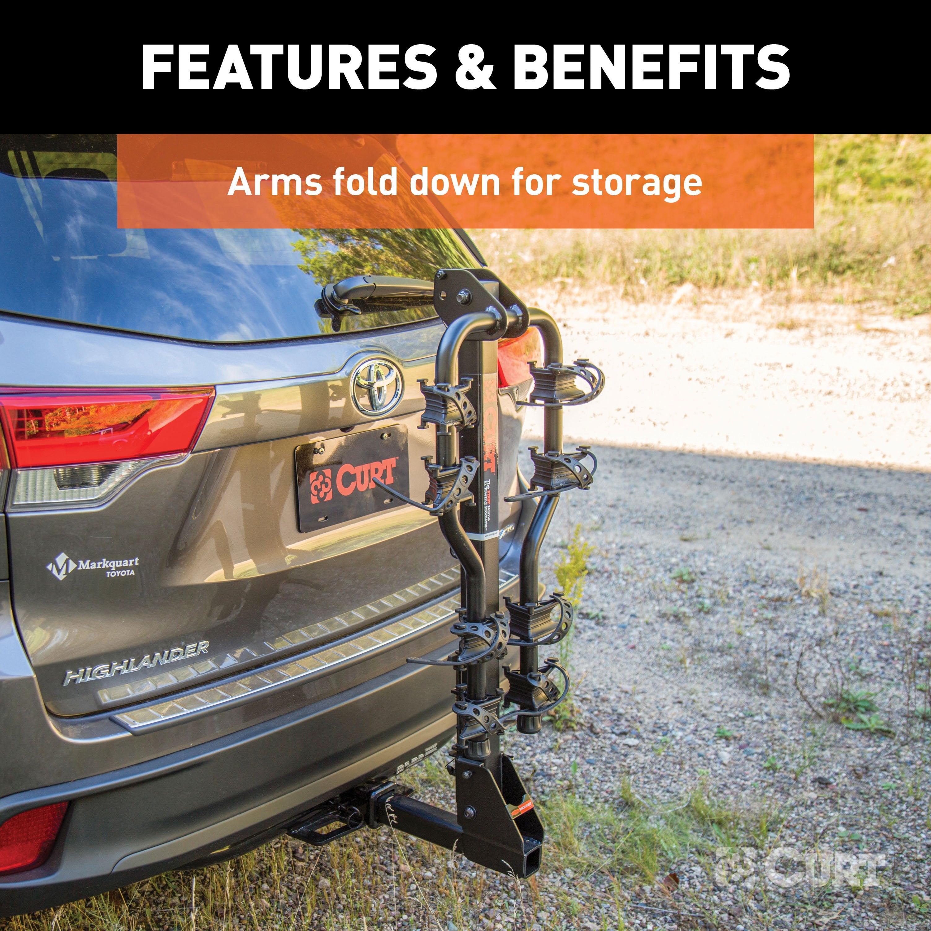 CURT Premium Trailer Hitch Bike Rack Mount, Fits 2-Inch Receiver, 4 Bicycles Model 18064