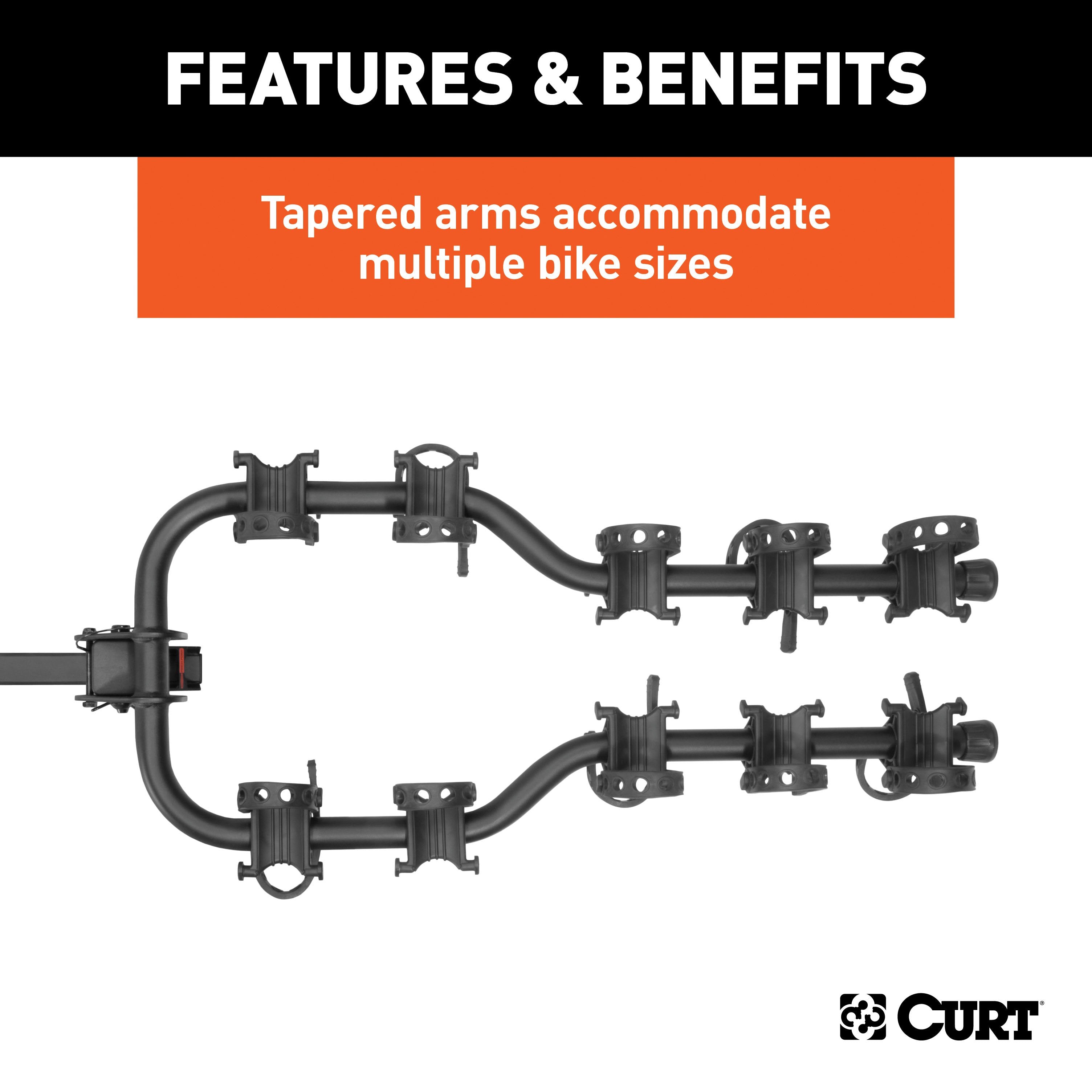 CURT Premium Trailer Hitch Bike Rack Mount, Fits 2-Inch Receiver, 5 Bicycles Model 18065