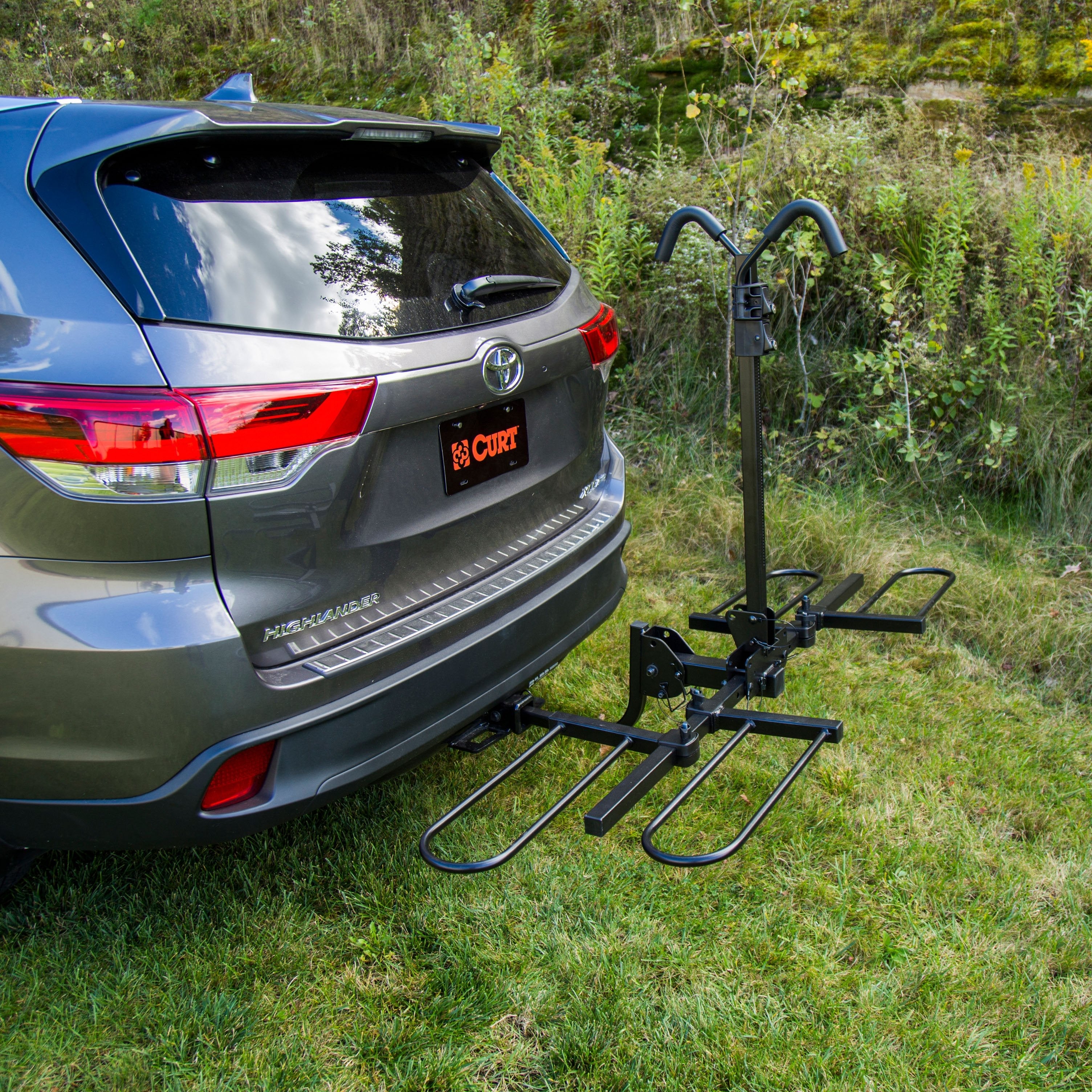 CURT Secure Locking Tray-Style Trailer Hitch Bike Rack Mount, 2 Bikes, Fits 1-1/4, 2-Inch Receiver Model 18085