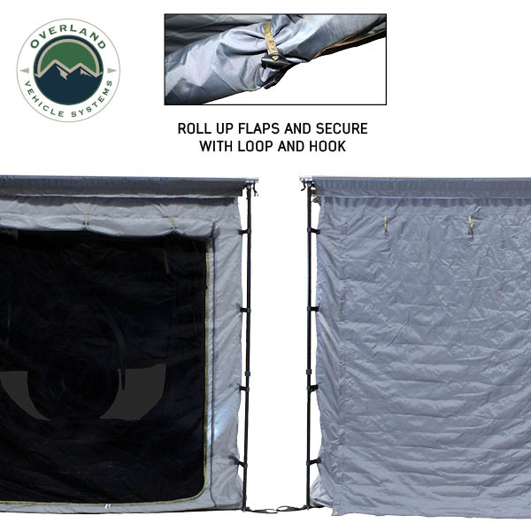 HD Nomadic 2.0 Awning Room Enclosure, Grey Body, Green Trim (4 Walls and Floor) Overland Vehicle Systems