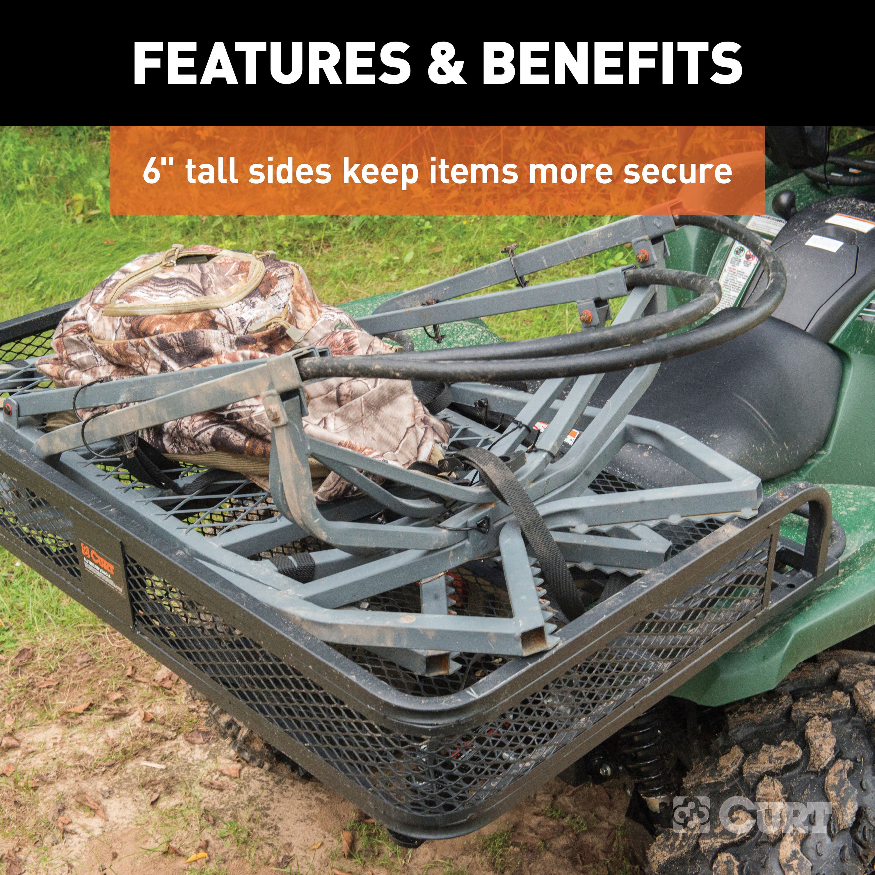 CURT 41 x 26-Inch Universal ATV Cargo Carrier, Black Steel Model 18101