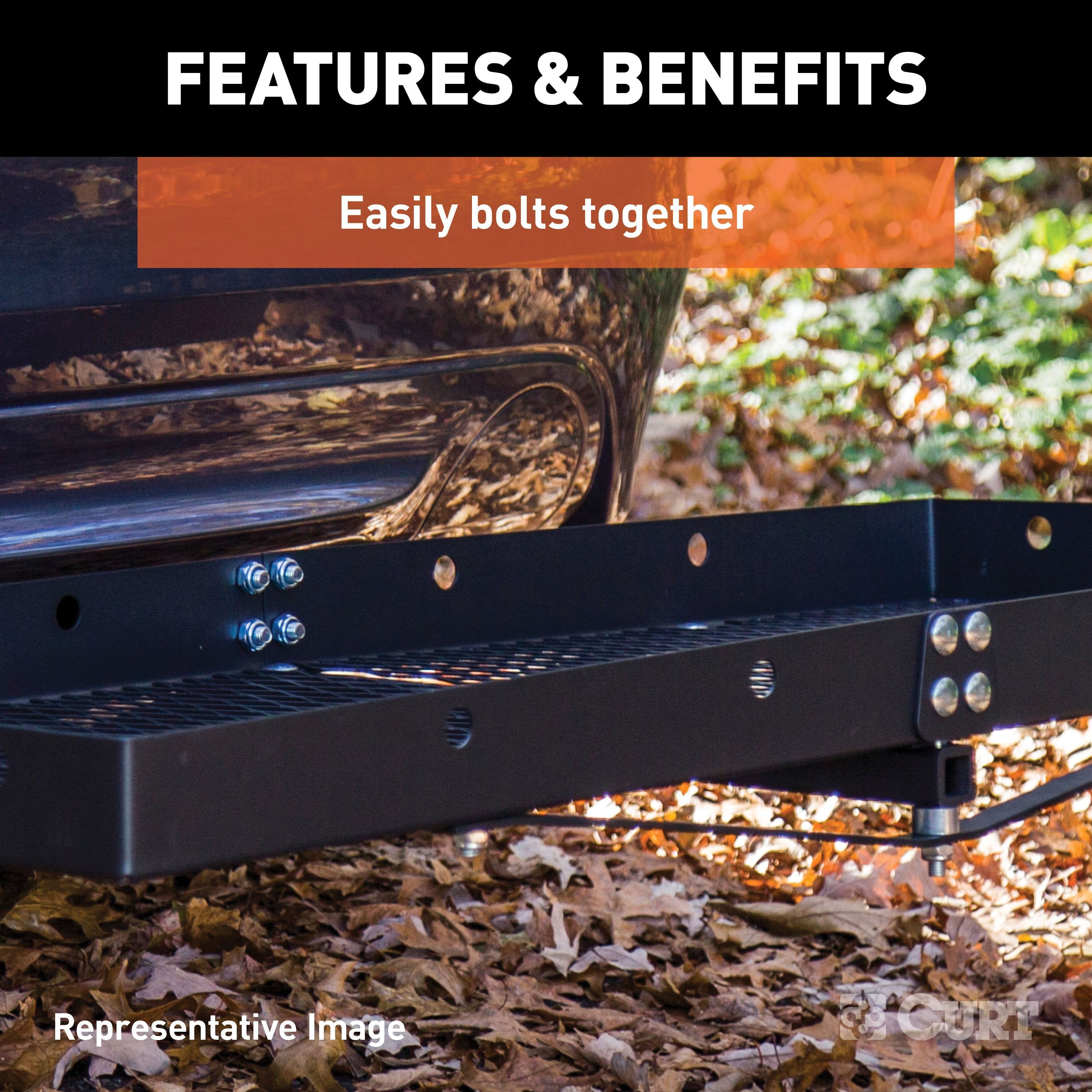 CURT 60 x 20-Inch Tray Hitch Cargo Carrier, 500 lbs Capacity, Black Steel, 2-In Folding Shank Model 18109