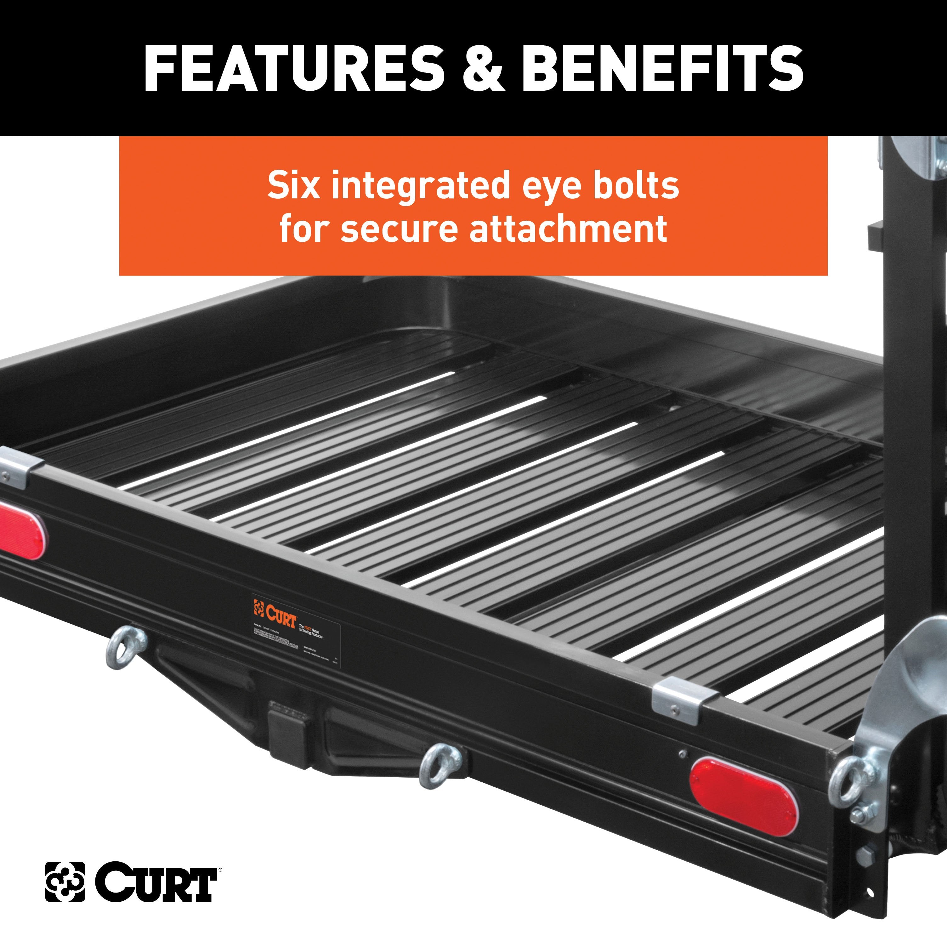 CURT 50 x 30-1/2-Inch Black Aluminum Hitch Cargo Carrier with Ramp, 2-In Folding Shank Model 18112