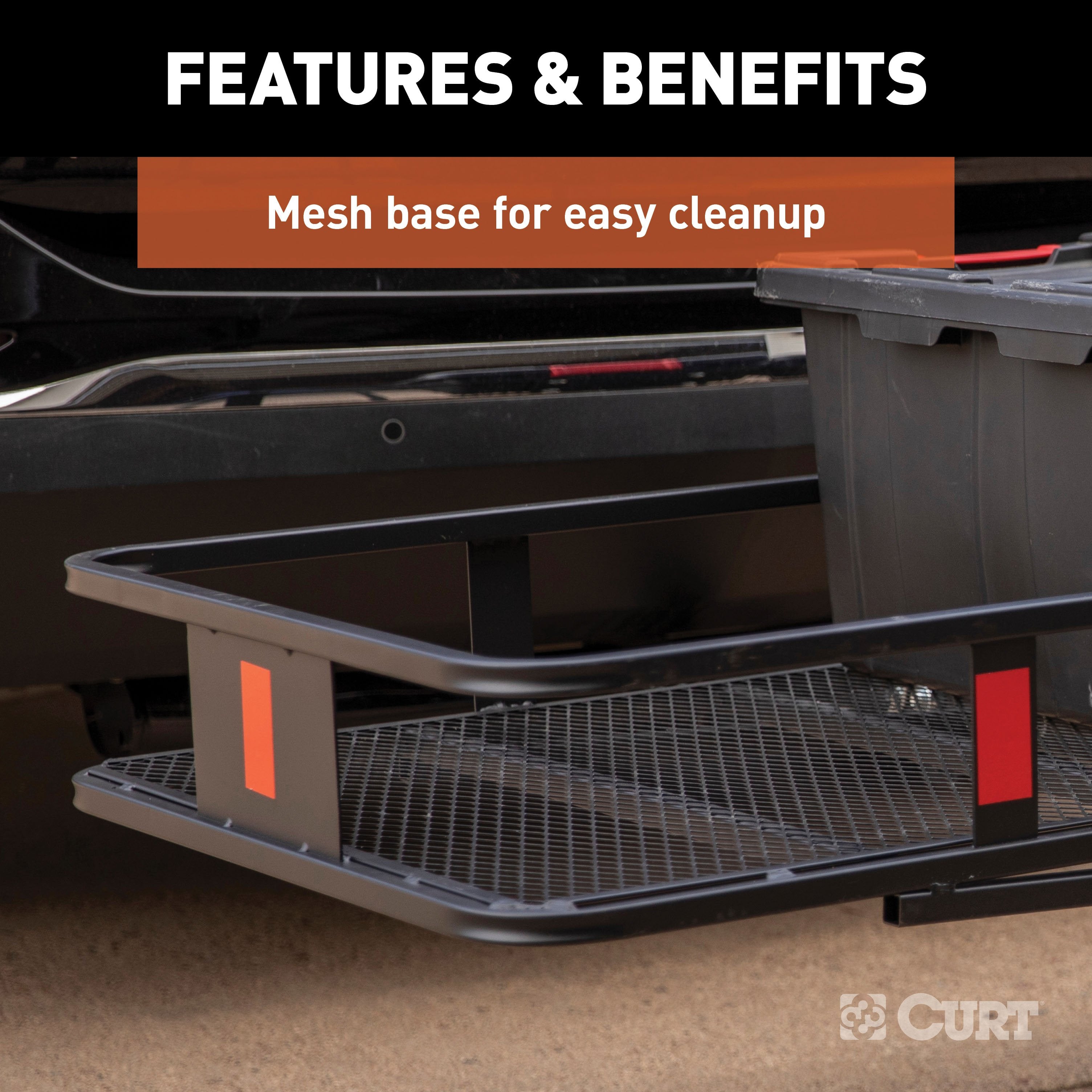 CURT 60 x 20-Inch Basket Hitch Cargo Carrier, 500 lbs Capacity, Black Steel, 2-In Fixed Shank Model 18150